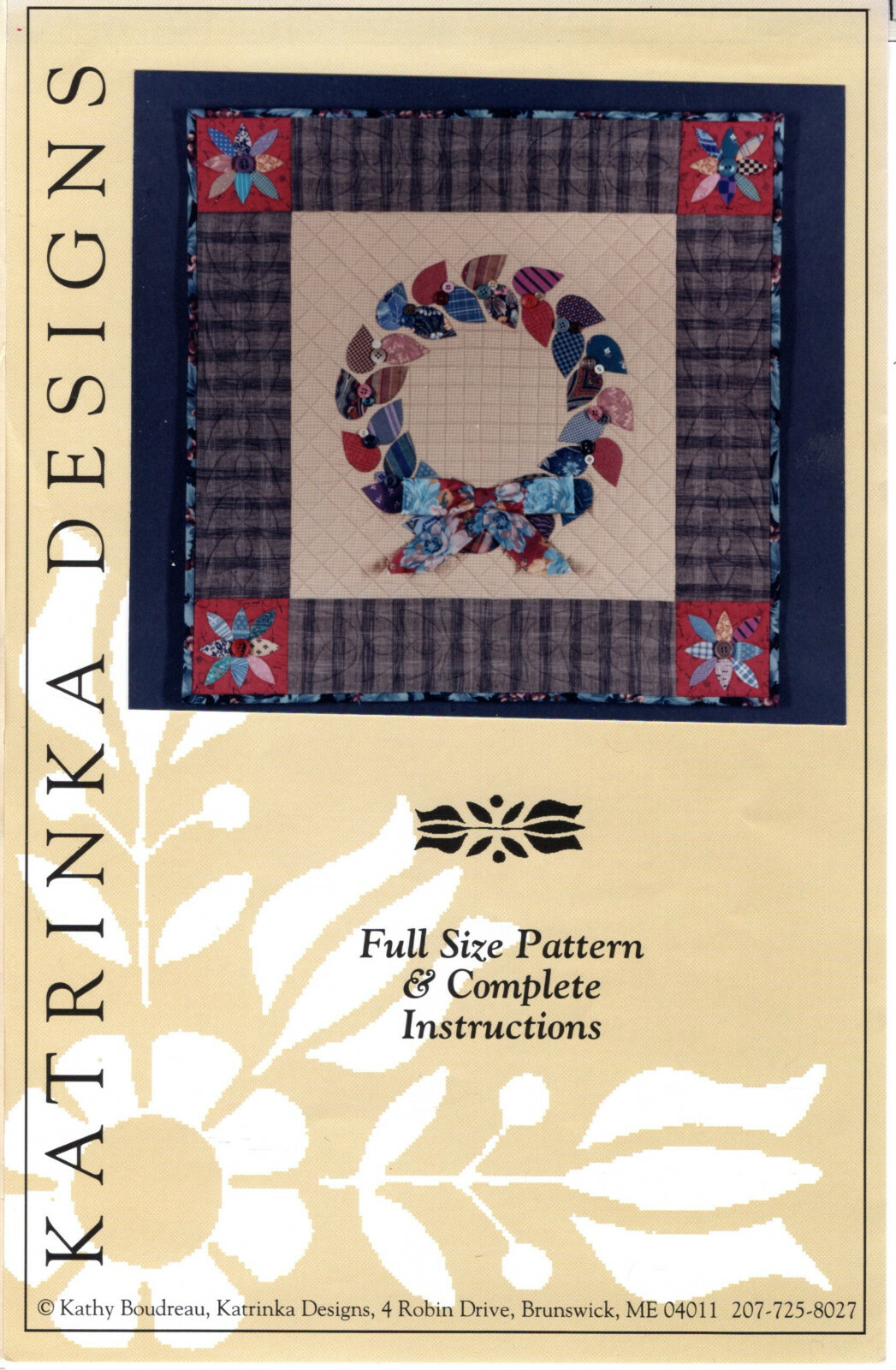 "Button Wreath" Katrinka Designs Quilting Sewing Applique Pattern 24"x24"