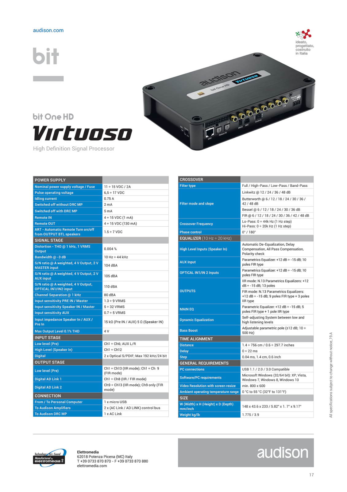 AUDISON BIT ONE HD VIRTUOSO HIGH RESOLUTION CAR SIGNAL INTERFACE PROCESSOR NEW
