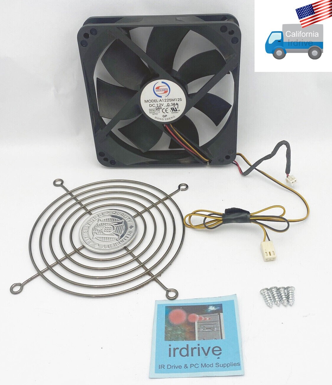 HongSheng 120mm ATX PC Power Supply 0.38A 2pin Cooling Fan w/ 3pin RPM Monitor