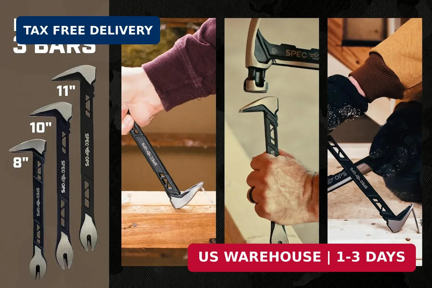 Spec Ops Tools Nail Puller Cats Paw Pry Bar for Prying, Demolition & Nail Pullin