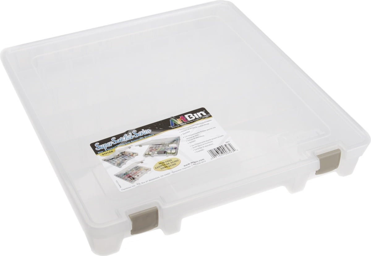 8 Fixed Dividers, 20 Removable Dividers, Clear, Scrapbook Storage Case, 1Piece