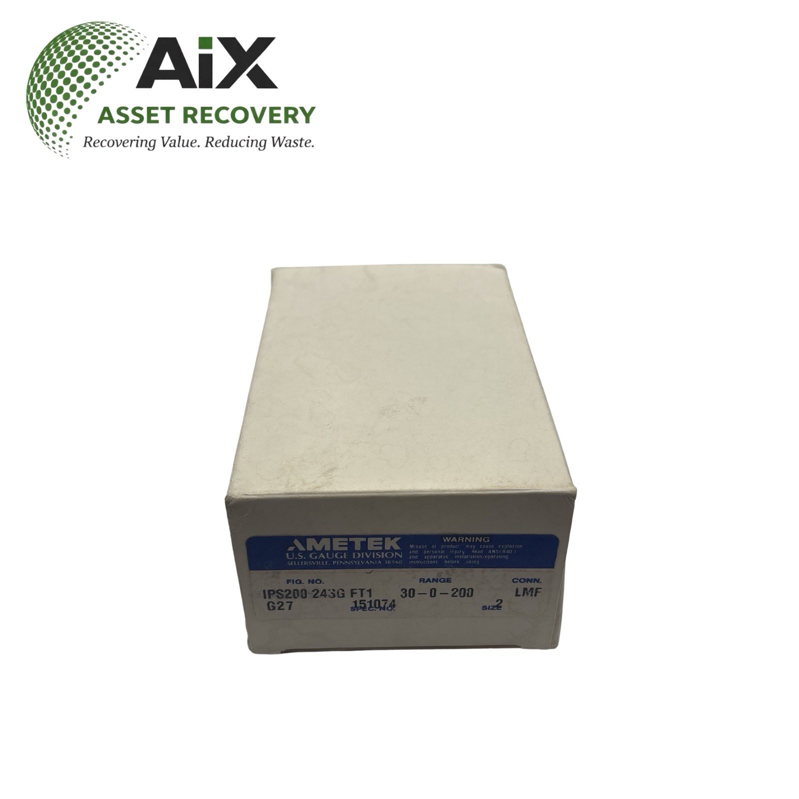 AMETEK IPS-200-24SGFT1 Pressure Switch Range 30-0-200 AMETEK Gauge Division NEW