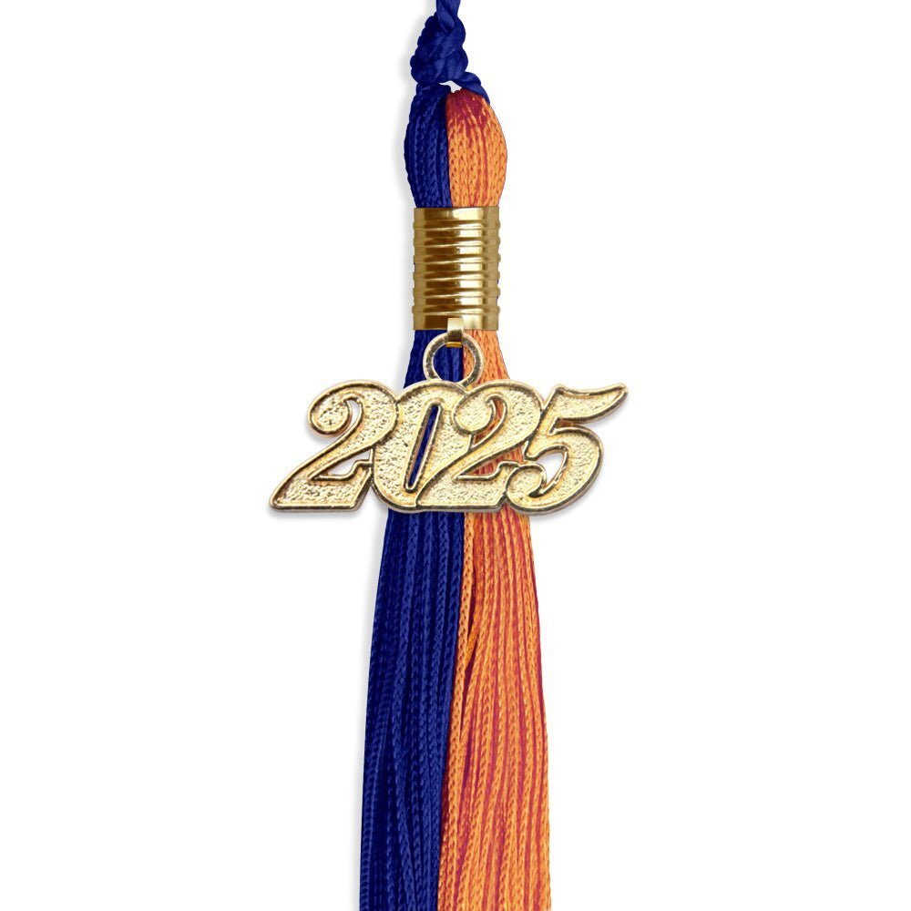 Endea Graduation Royal Blue/Orange Tassel With Gold Date Drop
