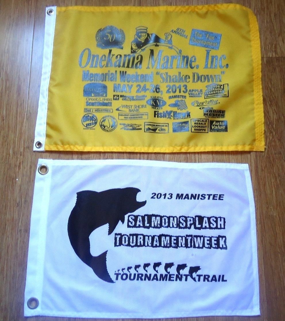 Onekama and Manistee Michigan fishing tournament flags banners