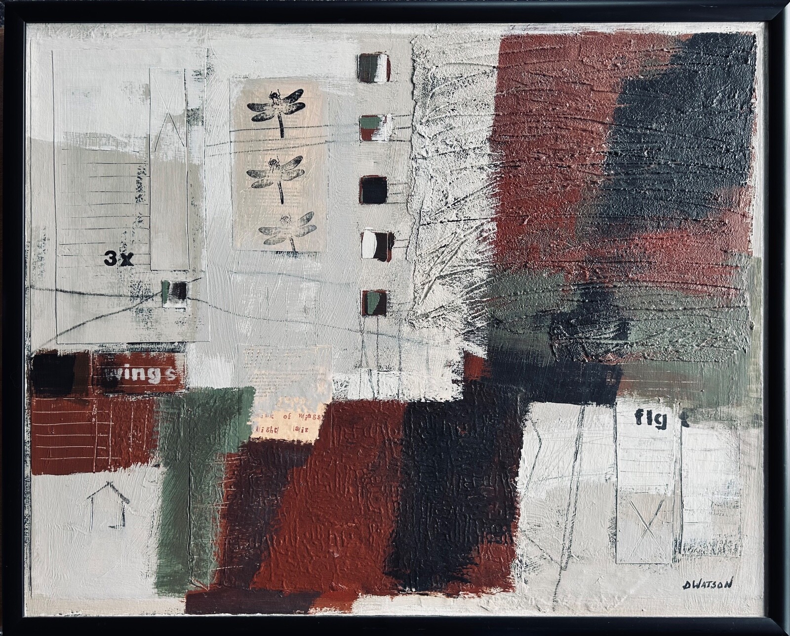 Donna Watson - original, signed, framed, large, mixed media collage