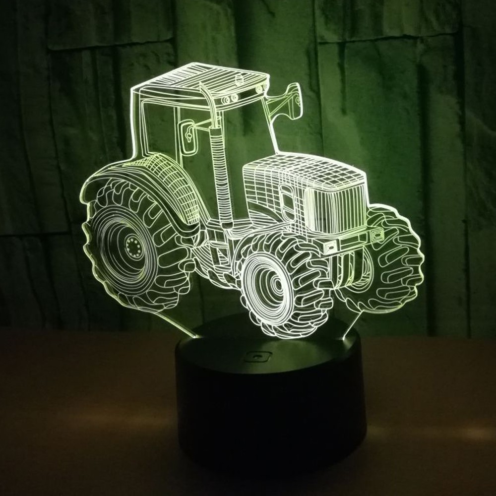 1Pc 7-Color Changing 3D LED Car Night Light W/ Remote Control For Home Decor-