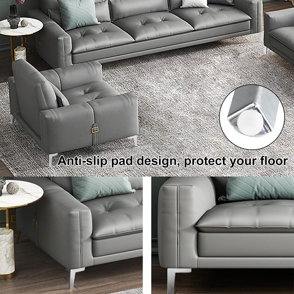 Metal Furniture Legs 7 Inch, Chrome Polished Silver Sofa Legs Set of 4, Modern S
