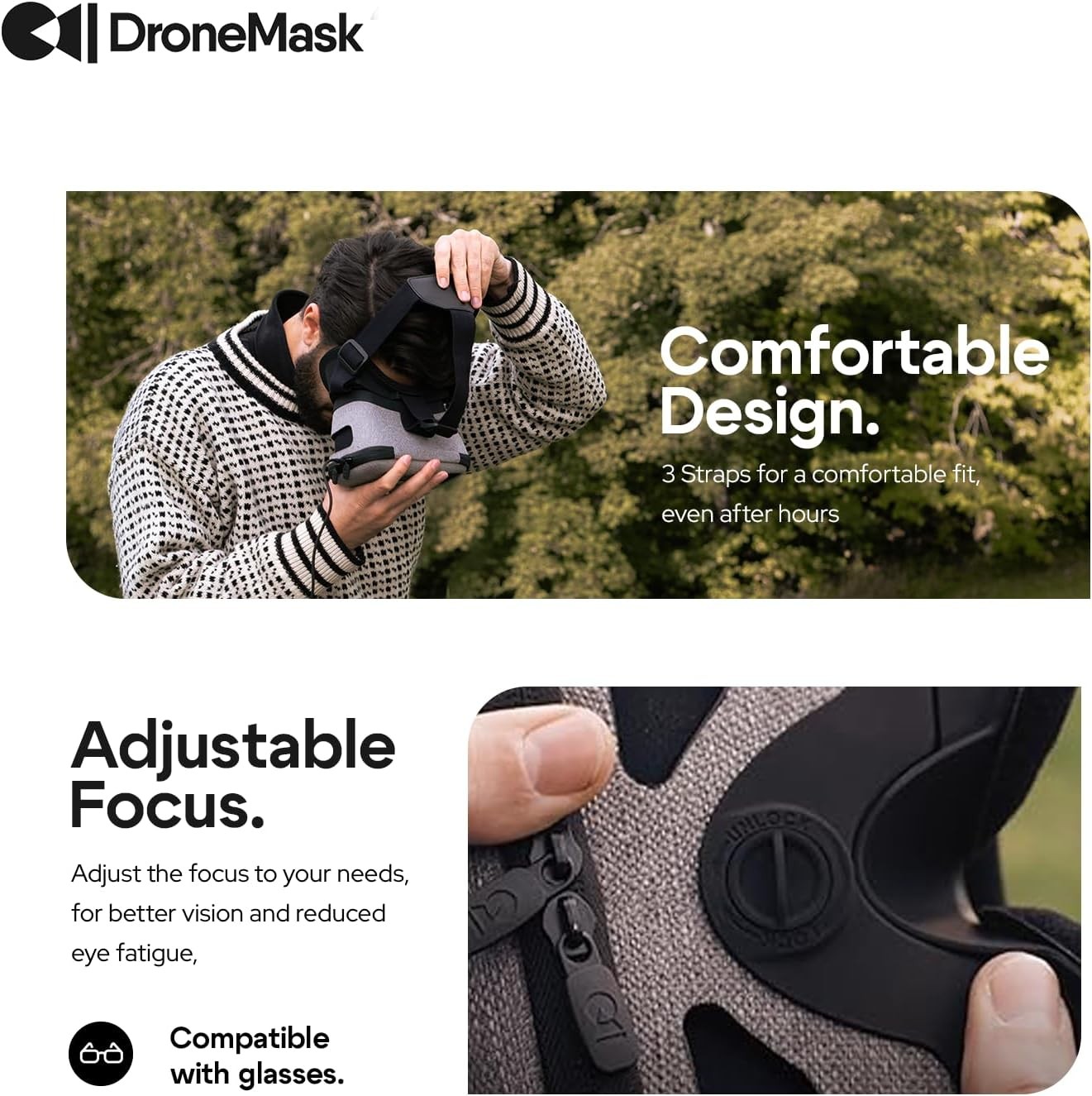 2 | FPV Goggles for All Camera Drones | Unibody Lens | HD | Black
