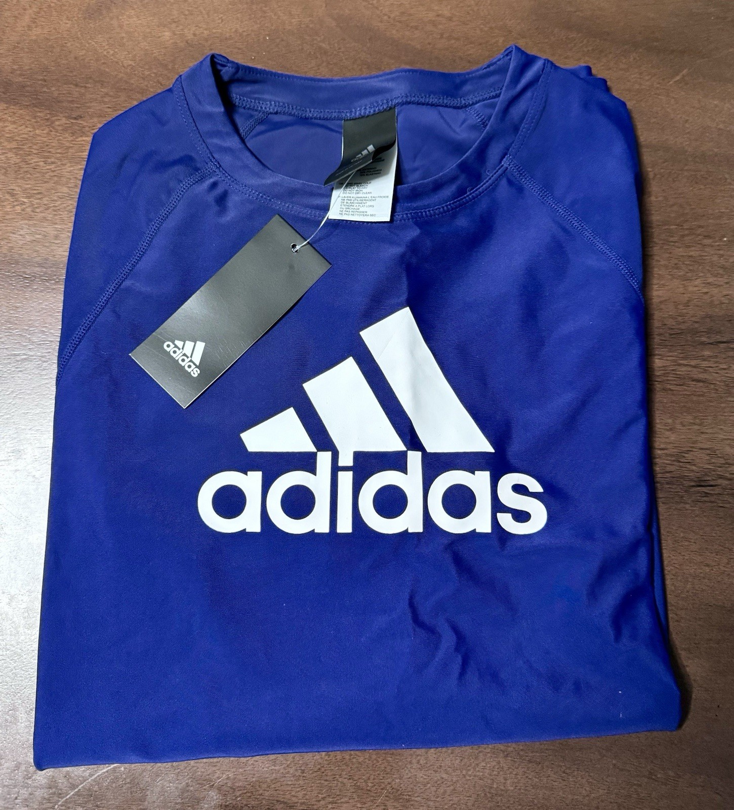 NWT Adidas Men Logo Long sleeve Swim Shirt/Rash Guard -Size:M Color: Navy