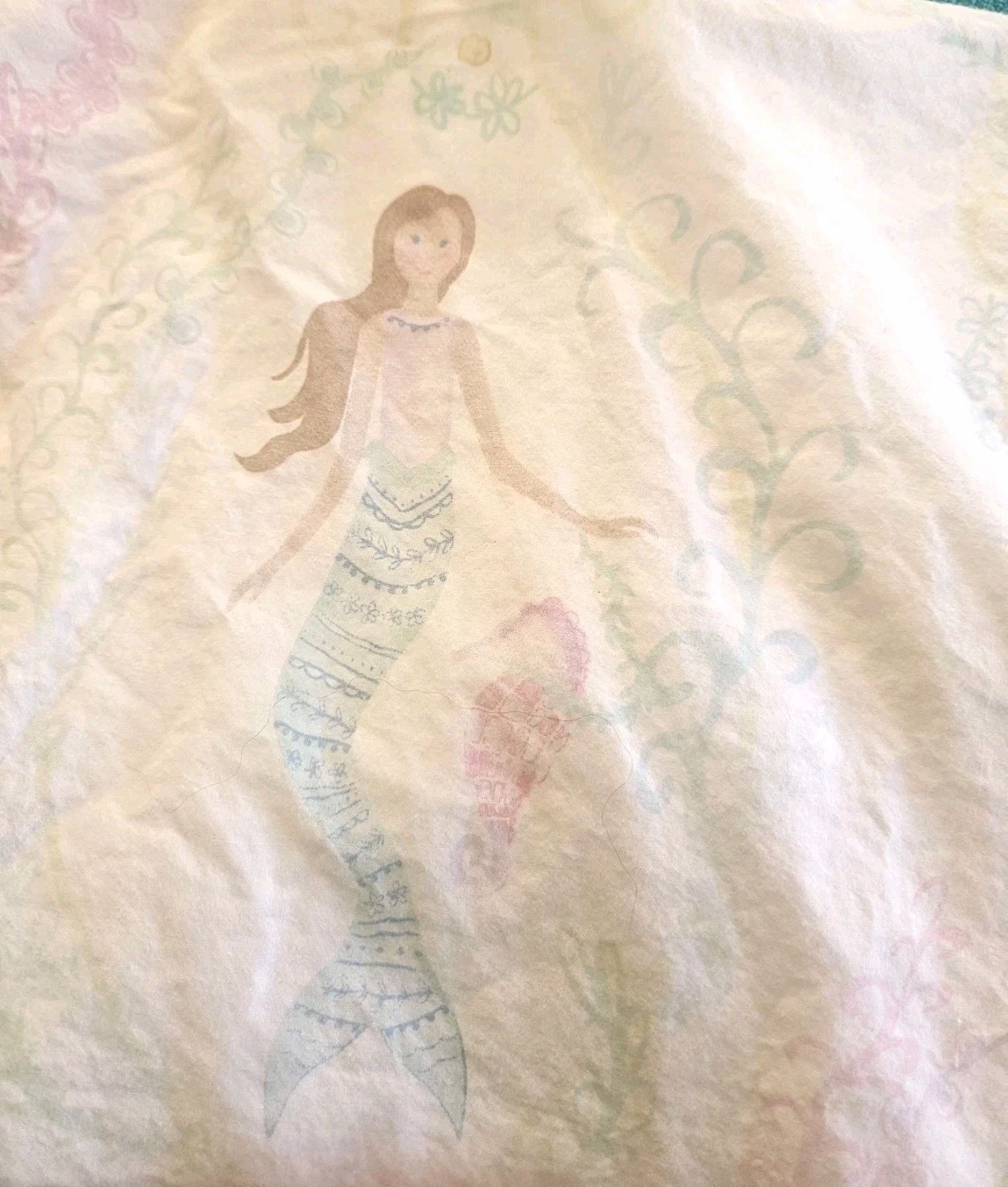 POTTERY BARN KIDS Bailey Mermaid Organic Full Double Fitted Sheet