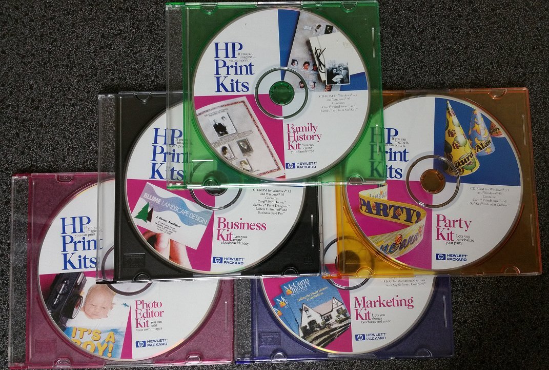 5 HP Print Kits CD-ROMs for 1 low price - Includes Corel & Softkey Software