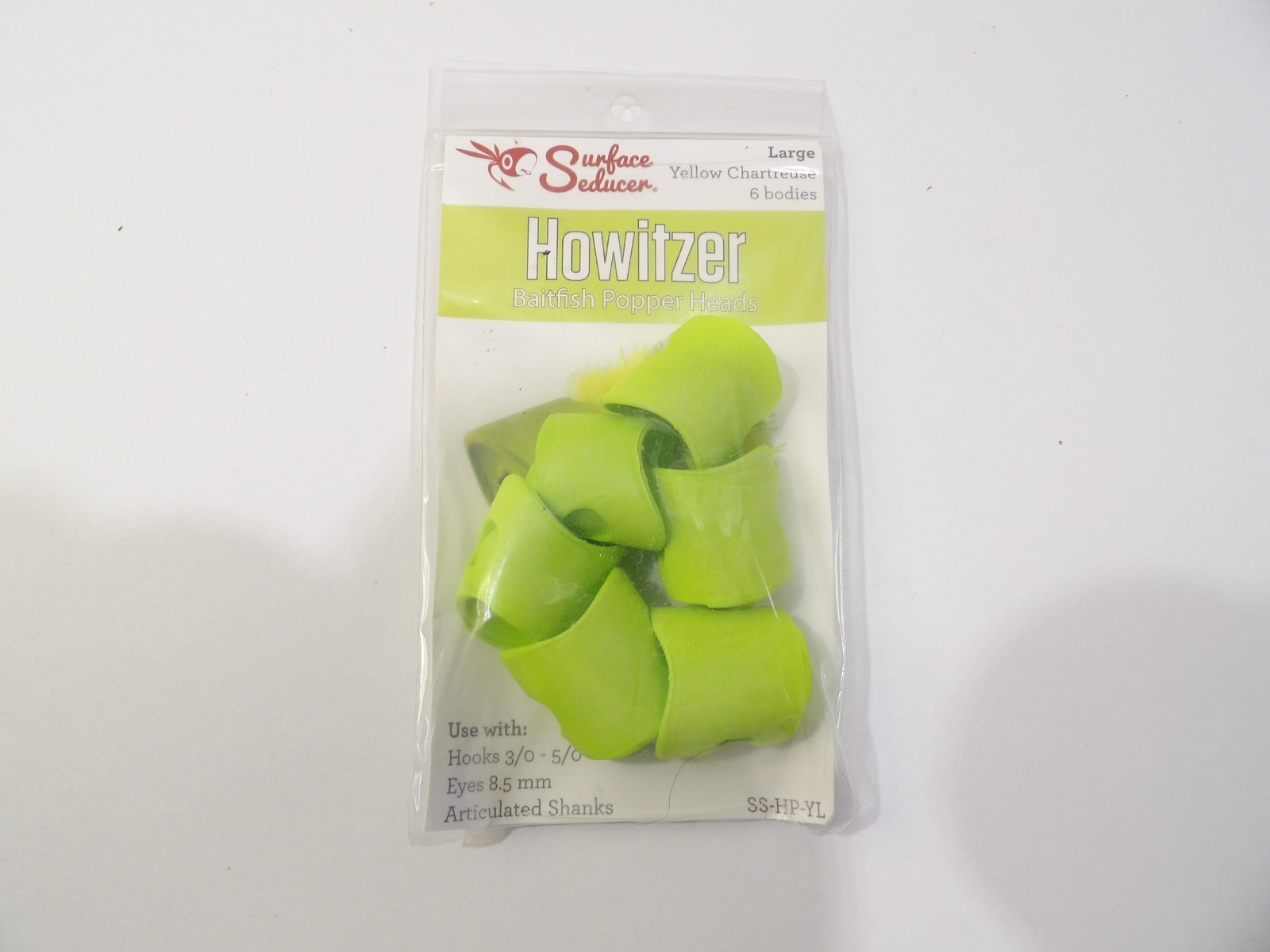 Surface Seducer Large Yellow Chartreuse Howitzer popper heads, fly tying fishing
