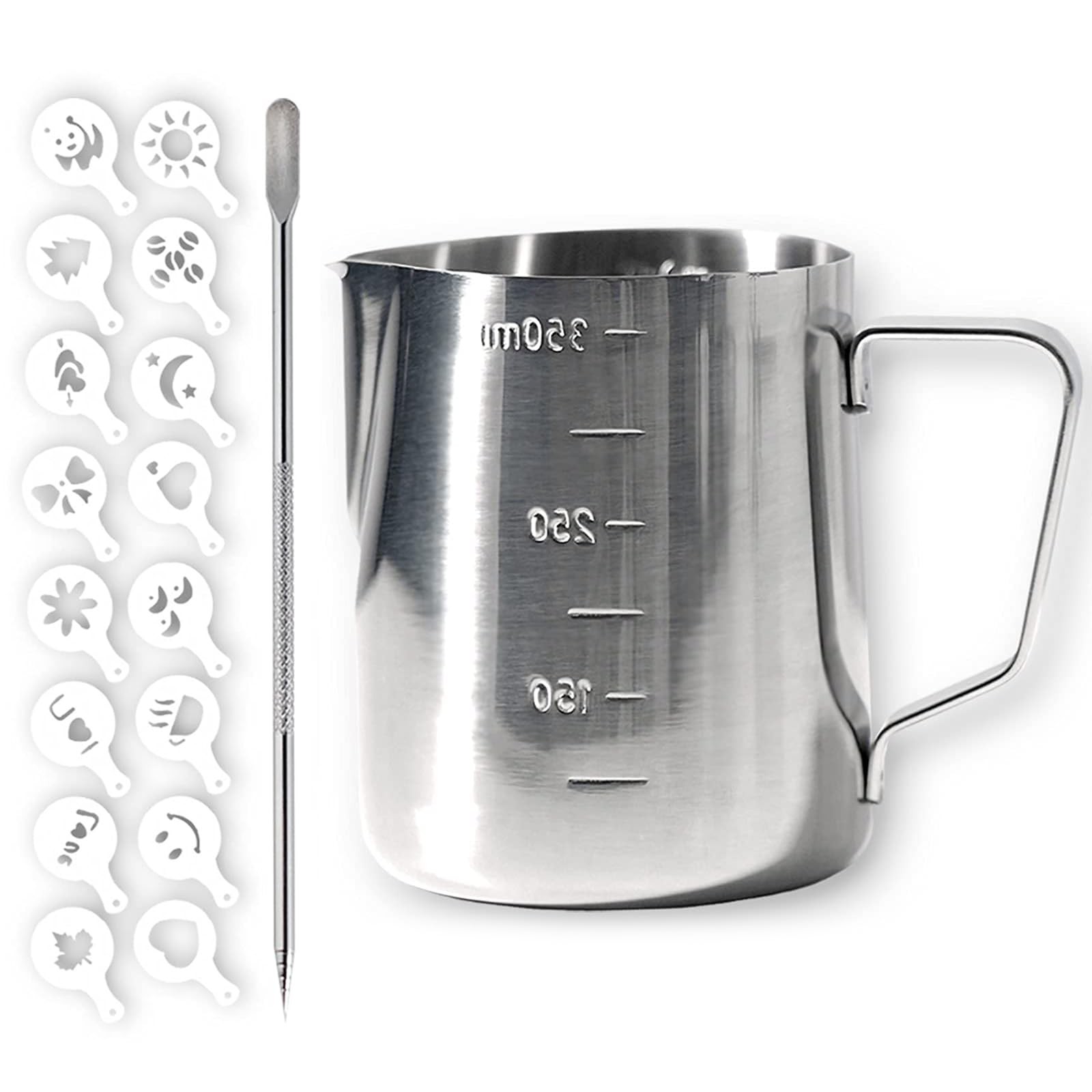 Milk Frothing Pitcher Set Stainless Steel Jug 350ml 12 oz Coffee Steam Cup