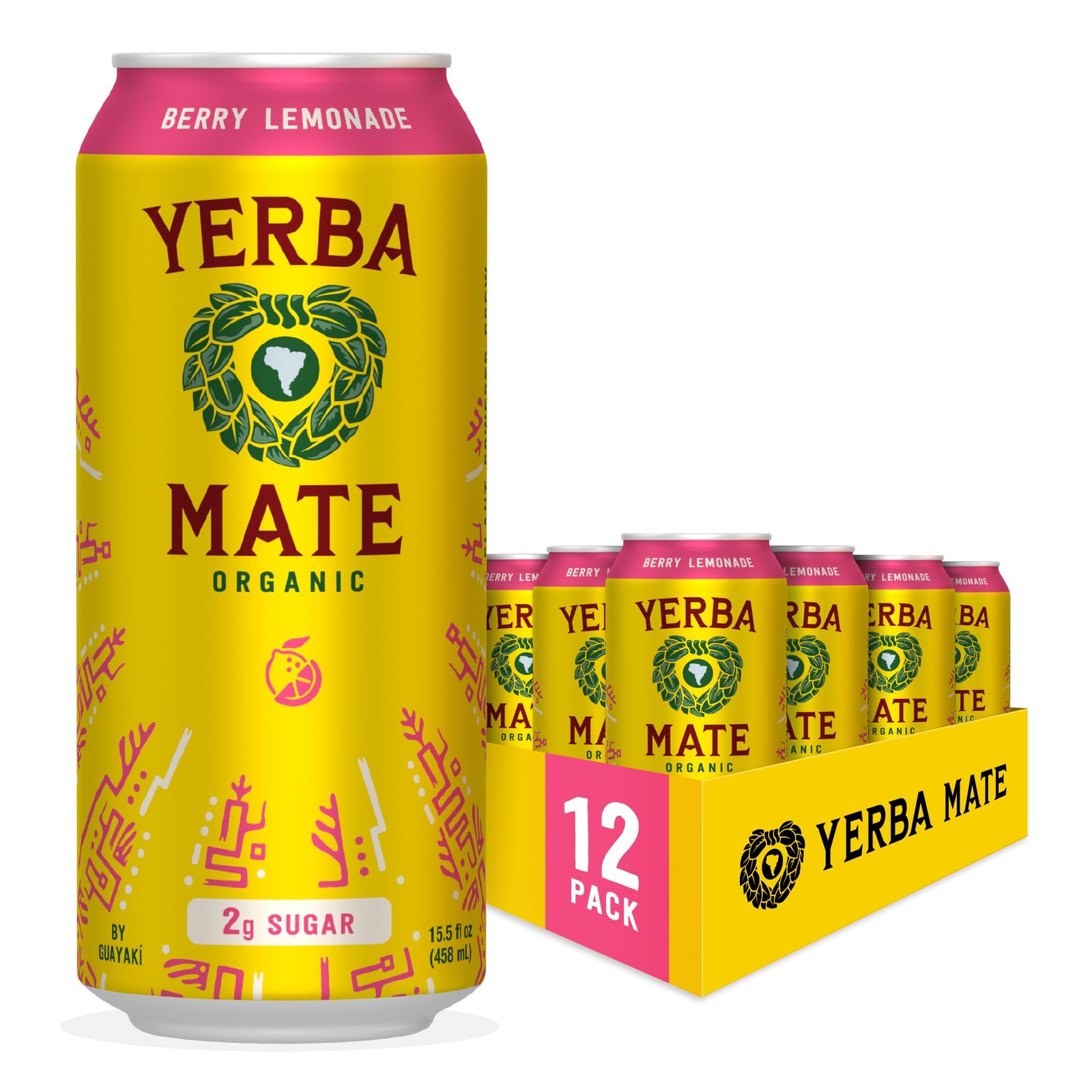 Yerba Madre Organic Mate, Energy Drink 15.5 Fl Oz (Pack of 12)