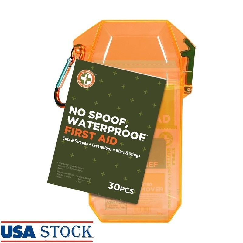 Waterproof Outdoor First Aid Kit 30 Pieces Emergency Supplies Carabiner Included
