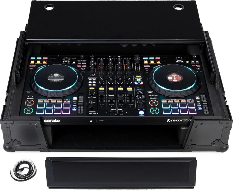 Pioneer DJ DDJ-FLX10 DJ Controller and Upper Deck Flight Case with Rack & LED