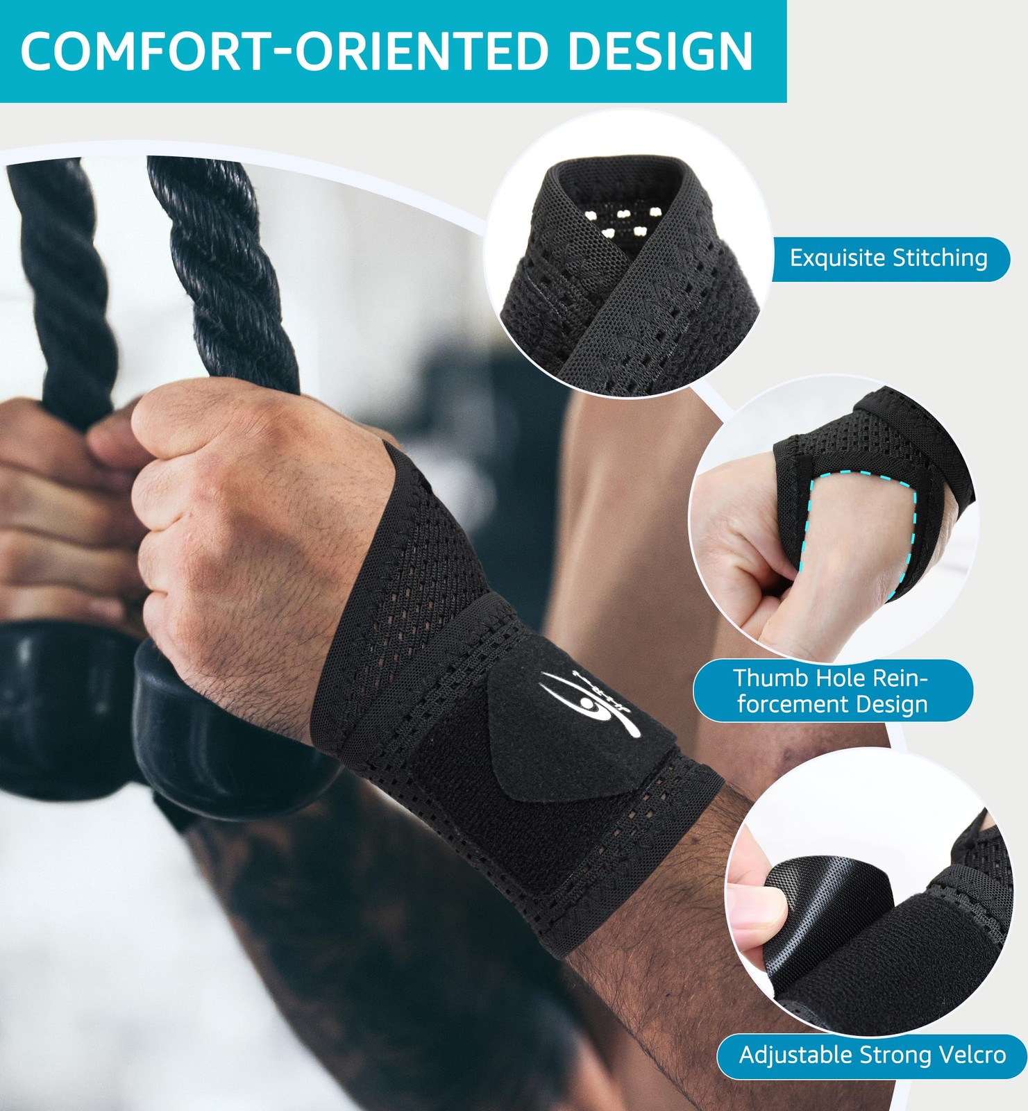 HiRui 2-Pack Ultra-Thin Mesh Wrist Wraps - Breathable, One Size, Black