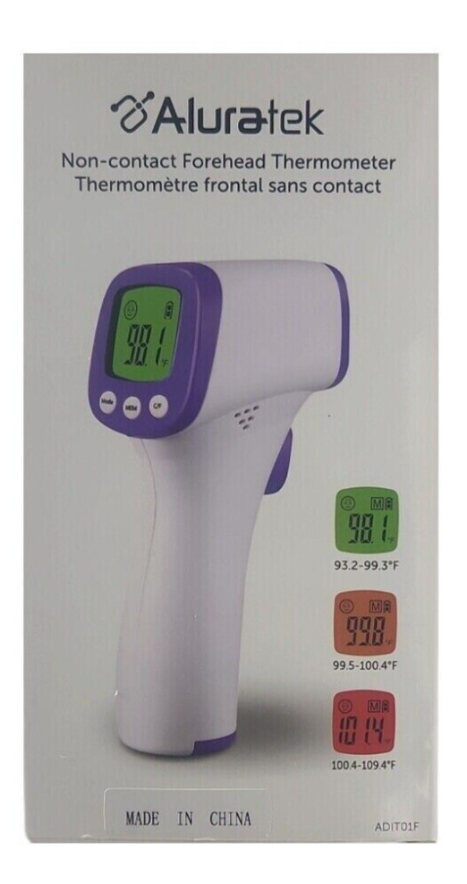 NEW Aluratek Non Contact Digital Infrared FDA Class II Thermometer White ADIT01F