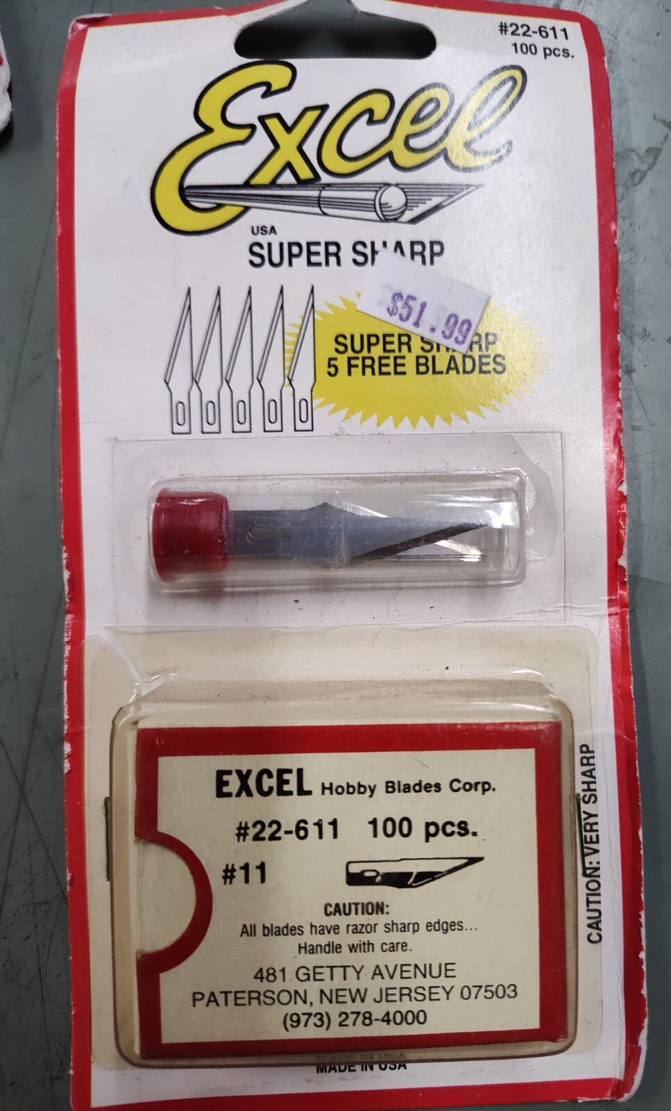 Excel #22611: #11  Blade : 100 Pack + 5 Free Blades Made in the USA:  NEW