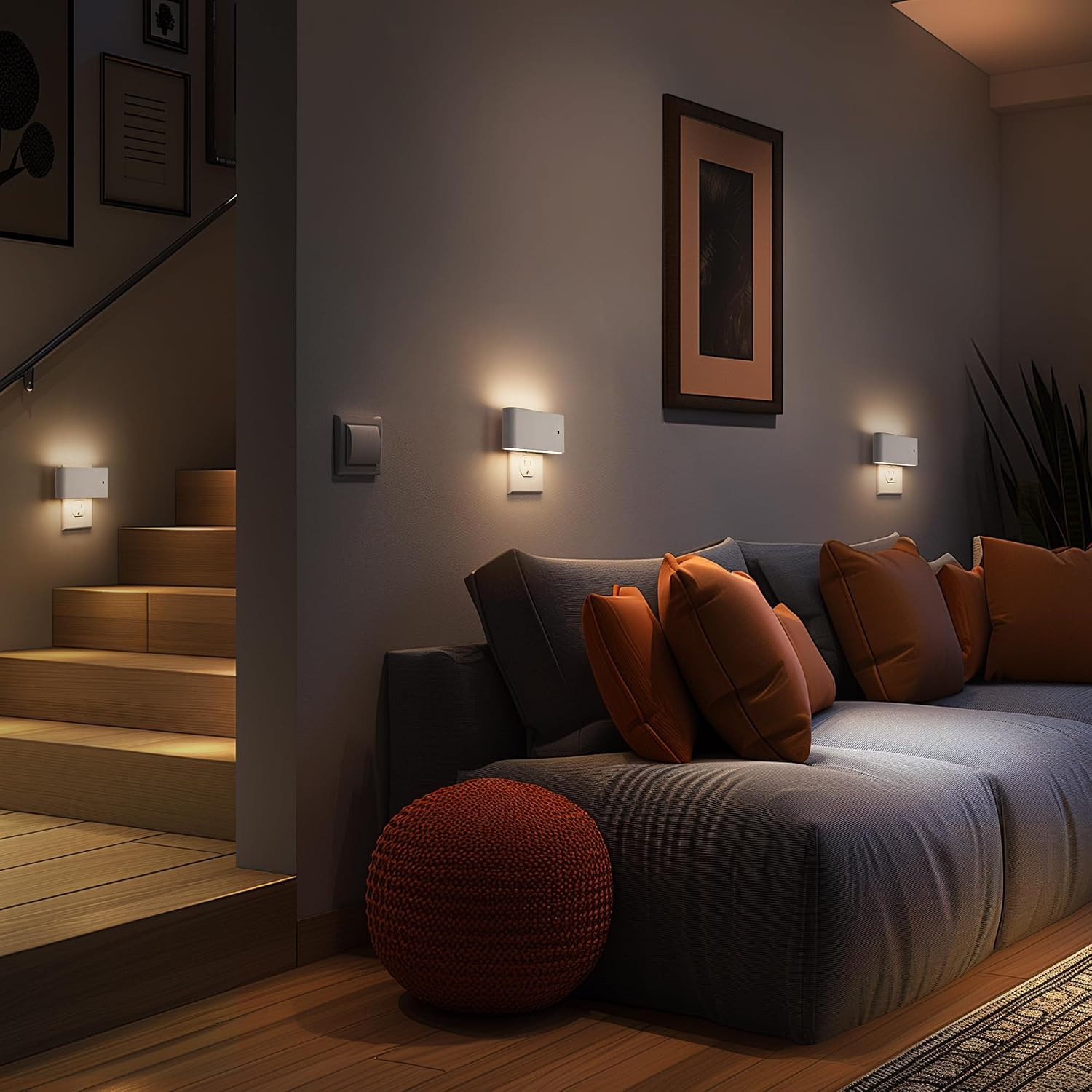 Night Lights Plug into Wall,Dusk to Dawn Sensor,3000K,White | Dimmable LED Night