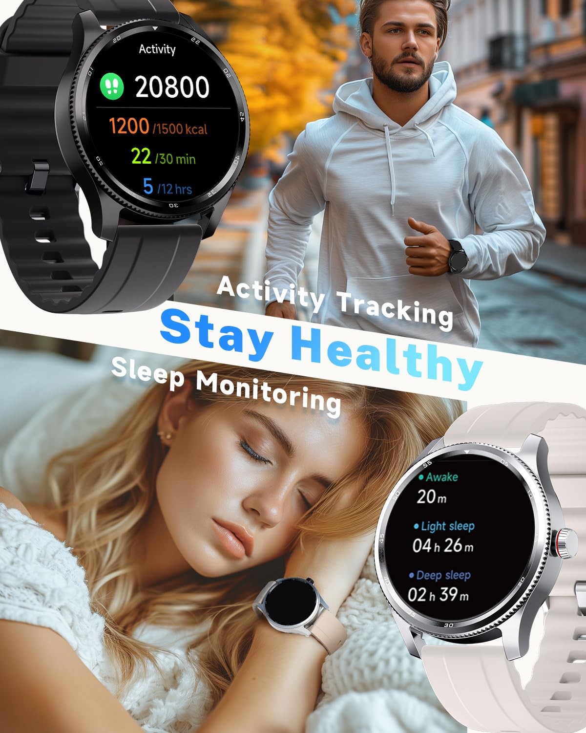 Men with Metal Bezel, Answer Make /Heart Rate/Step Counter/Sleep Tracker/100 ...