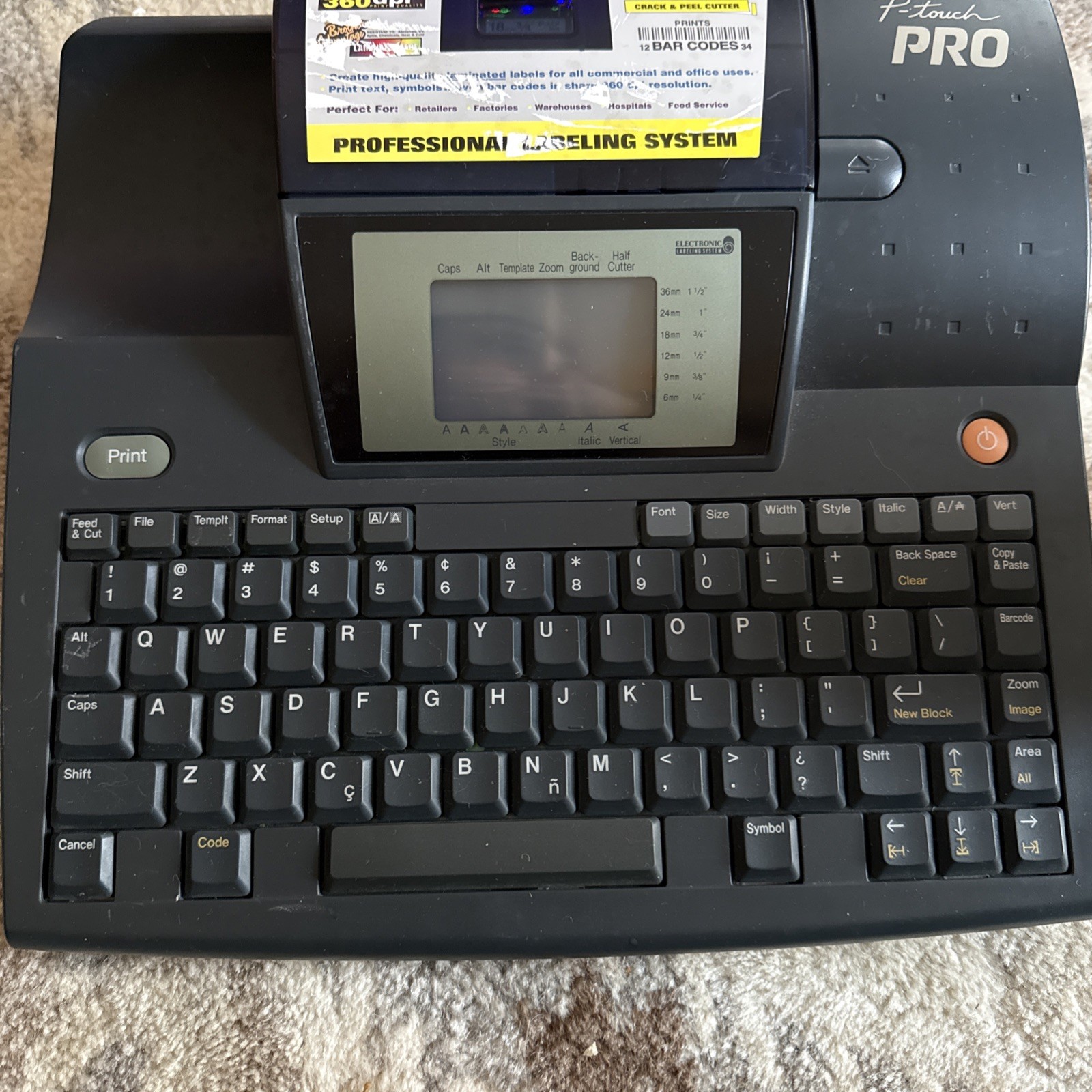 RARE Brother P-Touch PRO PT-9400 Commercial FULL-SIZE KEYBOARD! No Power Cord