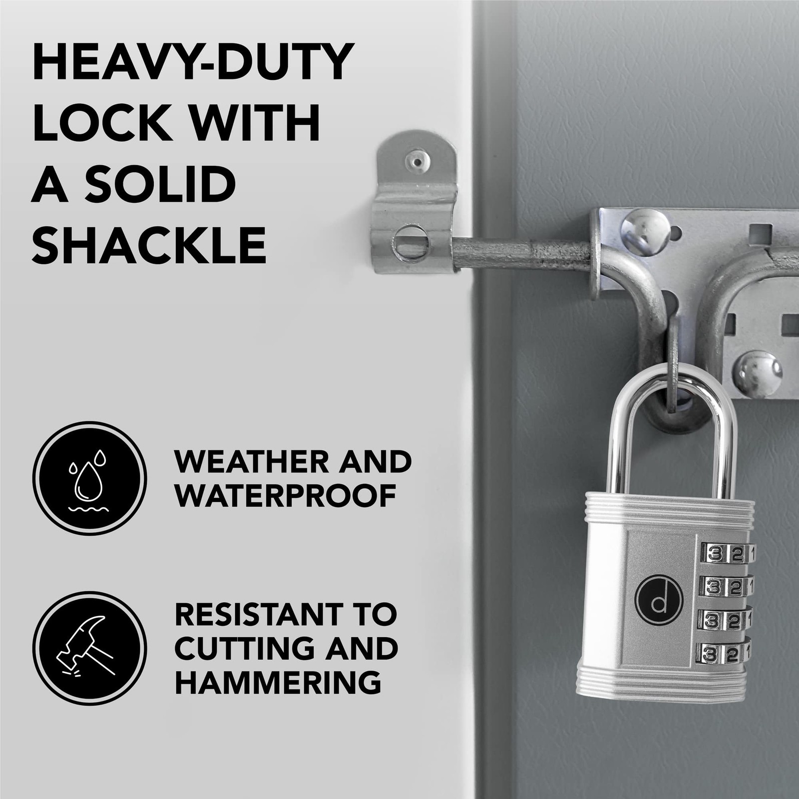 Padlock 4 Digit Combination Lock - for Gym School Locker, Outdoor Gate, Shed,...