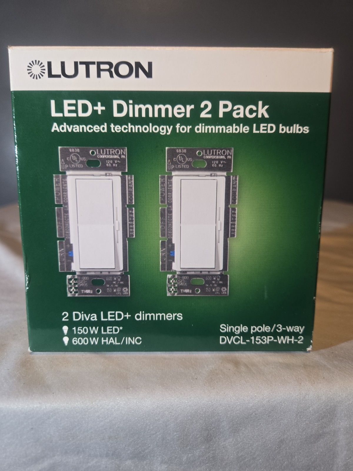 Lutron Diva LED+ Dimmer Switch White for Dimmable LED Bulbs 150-W (2-Pack)