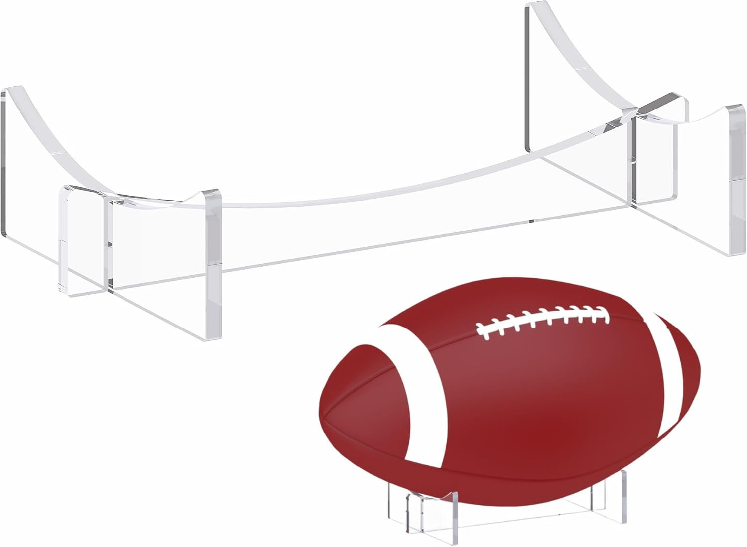 Football Stand Holder, 2-Pack Acrylic Display Stand for Rugby Ball, Clear Rack f