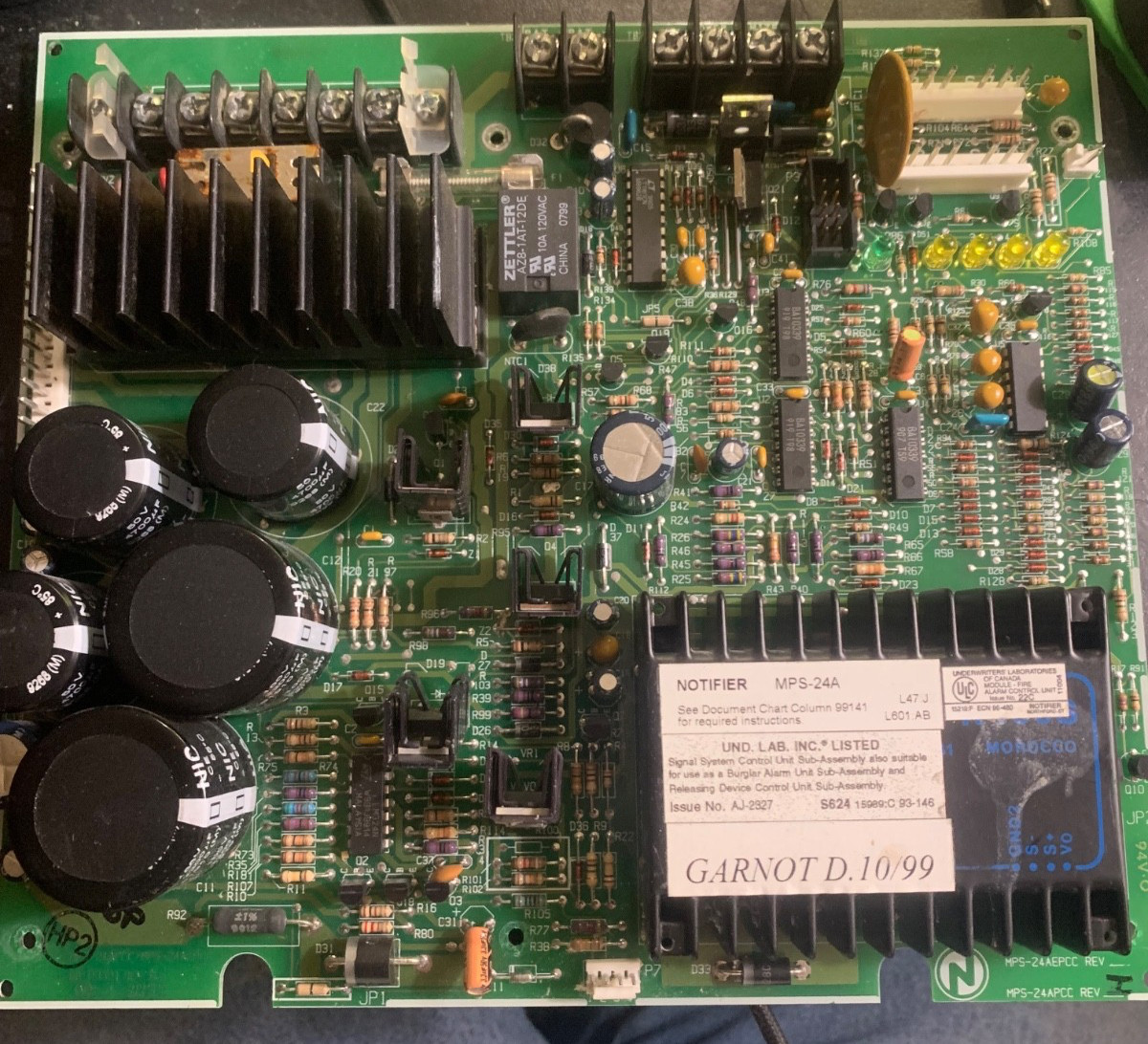 Notifier MPS-24A Alarm Control Panel Main Power Supply with MPS-TR Relay