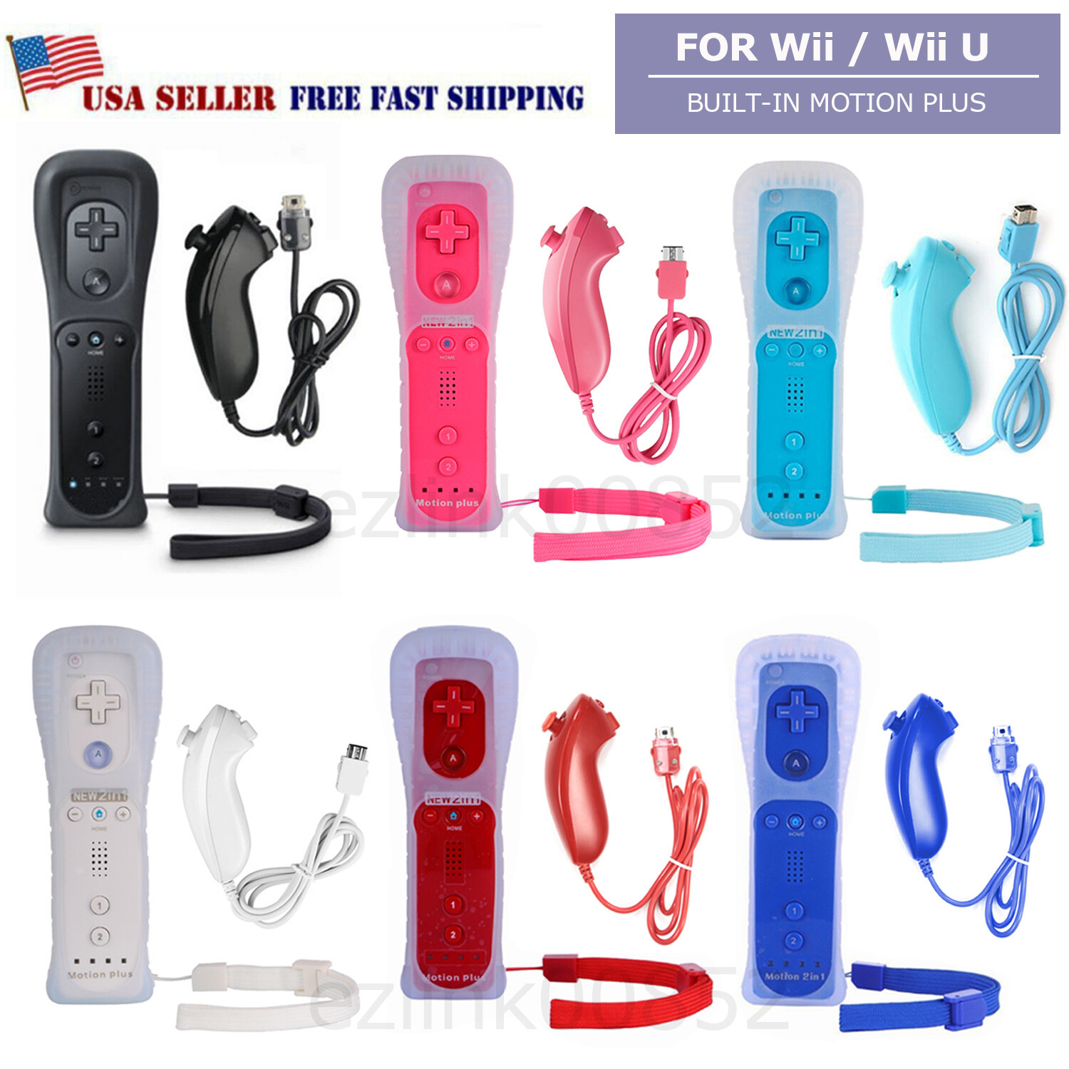 Wii Nunchuck Remote Controller w/Motion Plus Compatible with Wii / Wii U Console