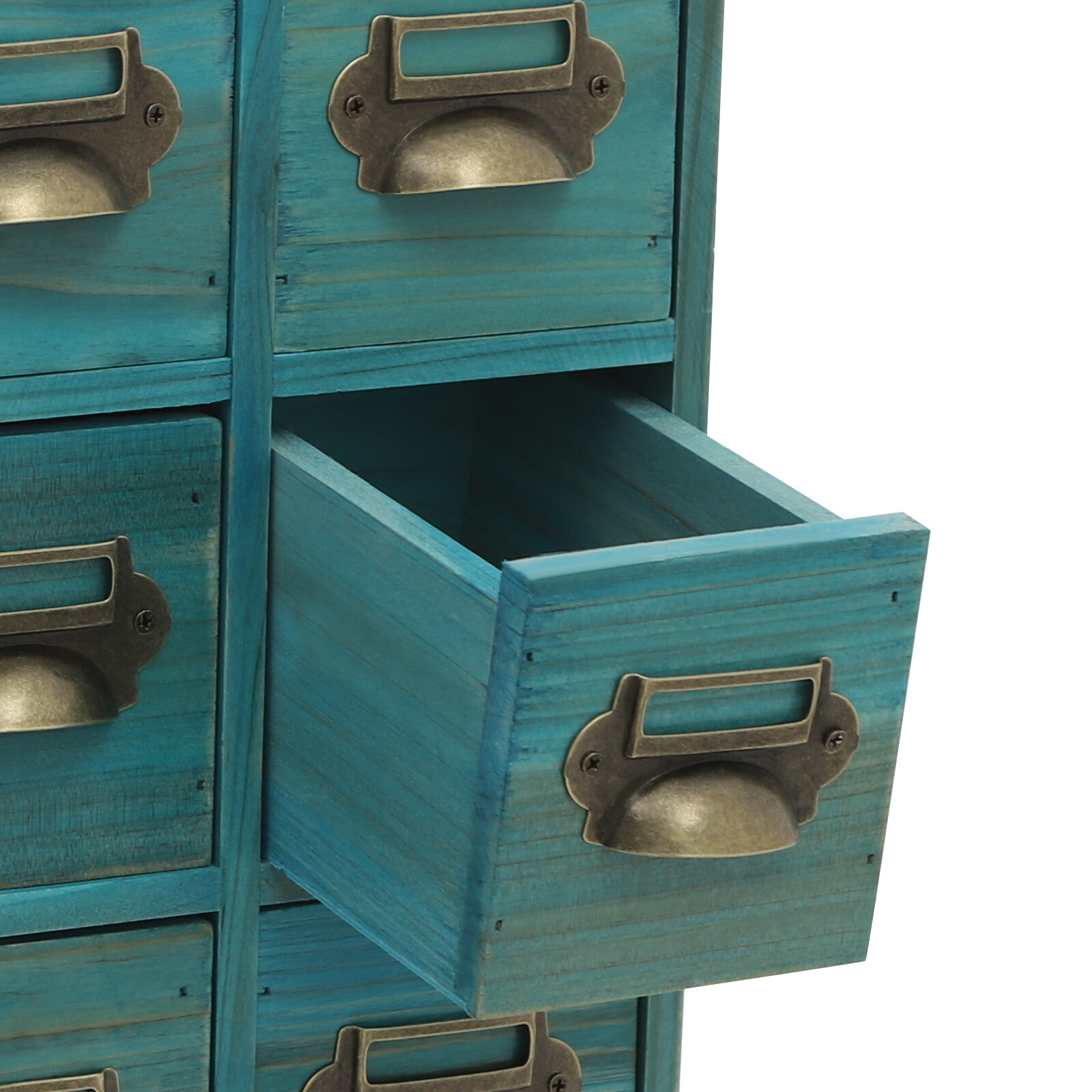 Blue 12Drawer Storage Cabinet Rectangular Desktop Drawer Organizer WoodenCabinet