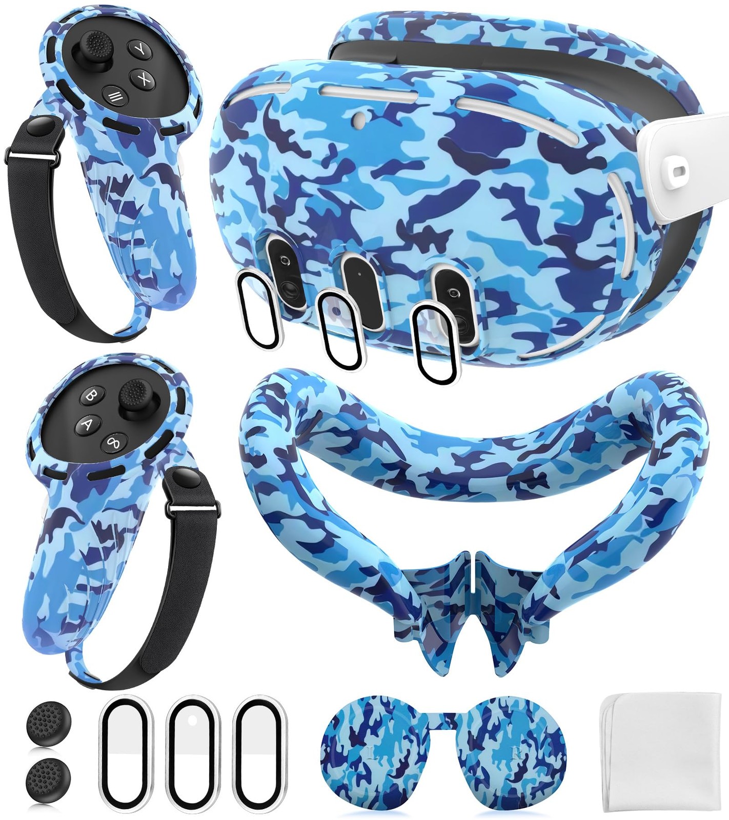 Silicone Cover Set Compatible with Meta/Oculus Quest 3 Accessories, Controlle...