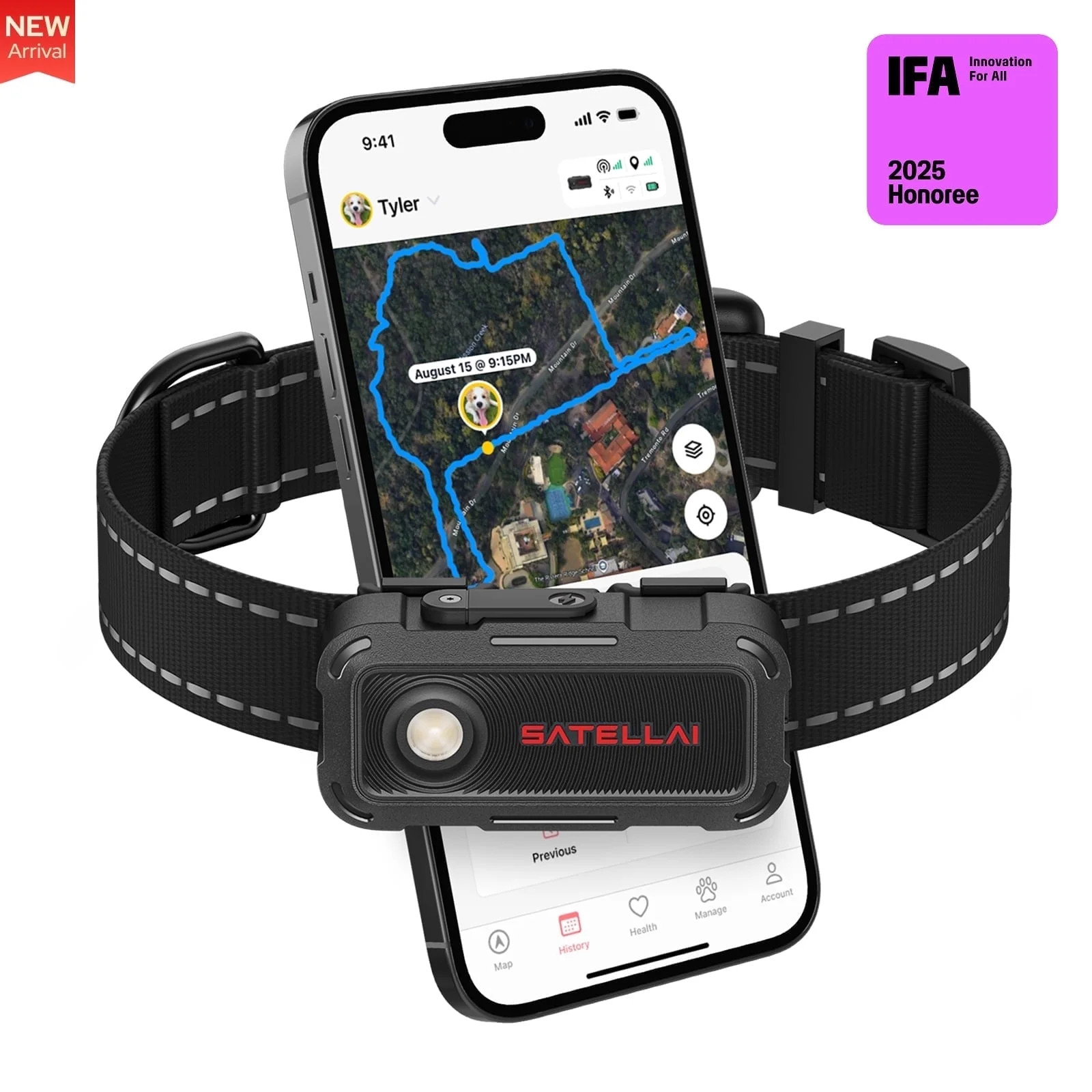 Collar Go, Smart Wireless Fence GPS Dog Collar 15-Day (Carbon Black), M(13"-18")