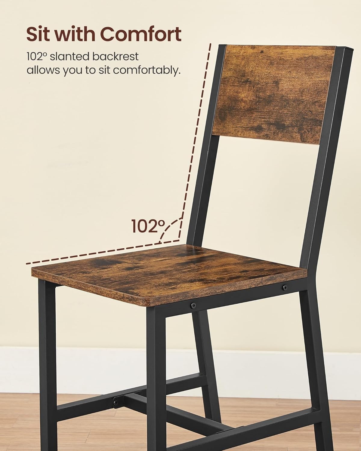 2-Pack Easy Assembly Rustic Brown Dining Chairs - Durable and Chic Design
