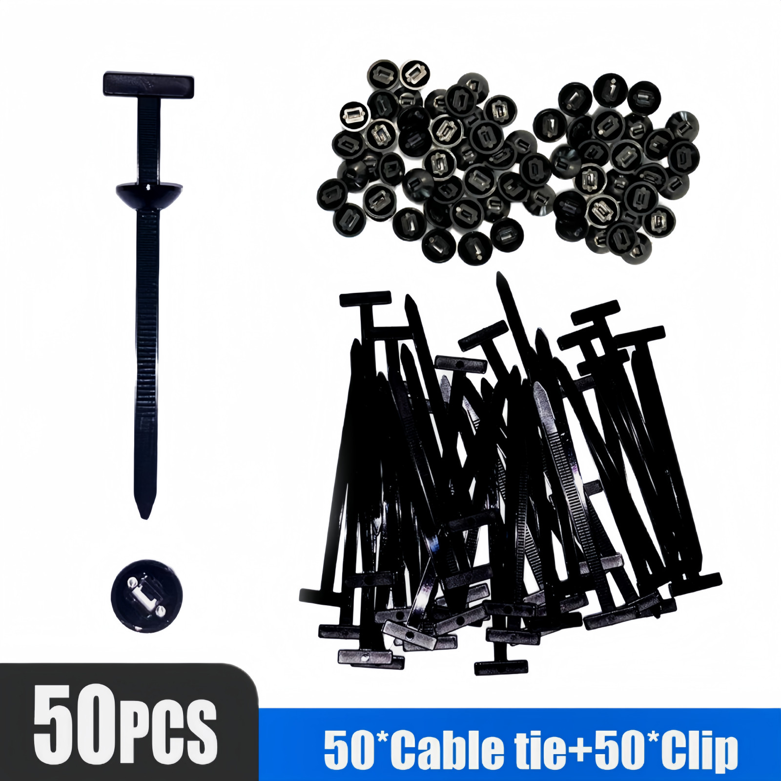 50Pcs Nylon Universal Cable Tie Buckle Heavy Duty Self-Locking Free Ship US