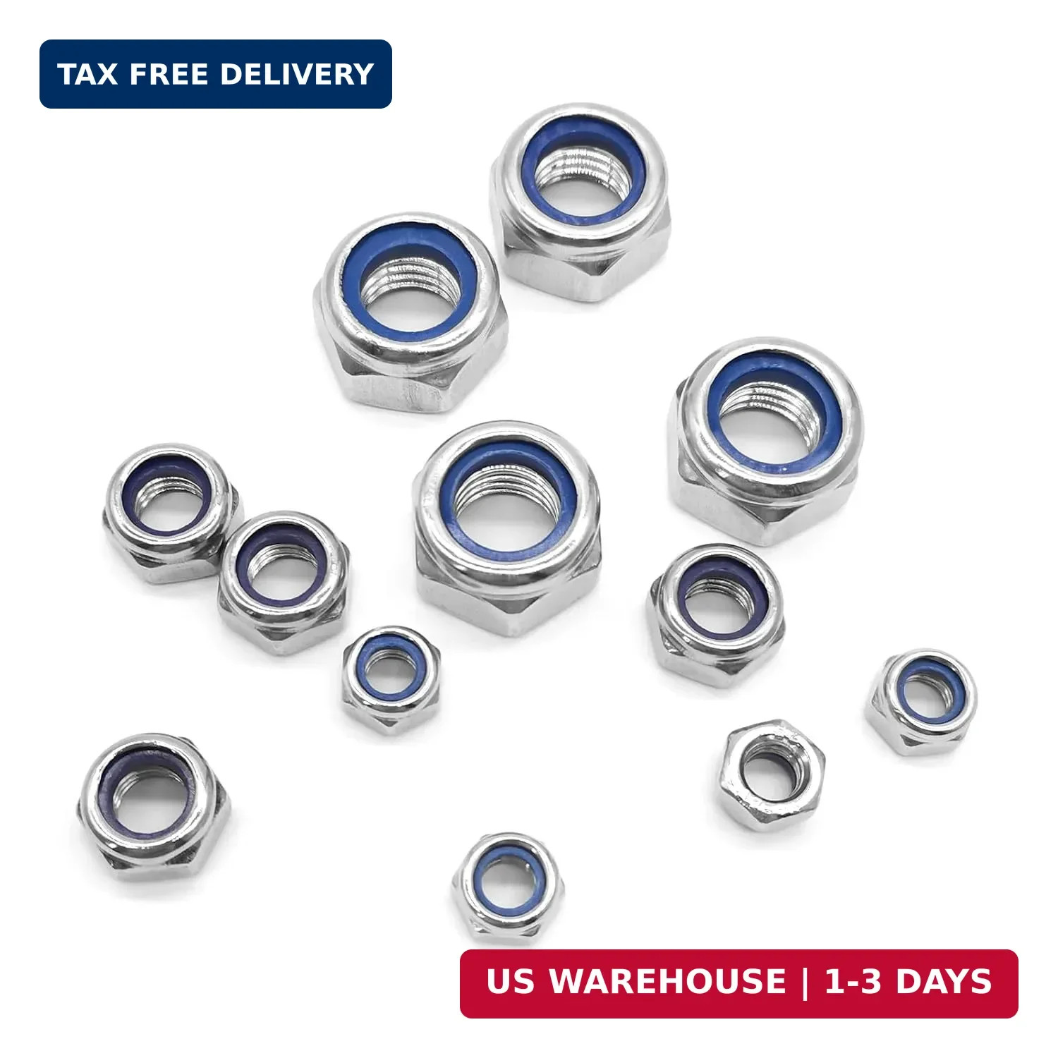 20pcs M6 Nyloc Steel Nuts, Nylon Locknuts for Fastener, Nylon Inserted Hex Lock