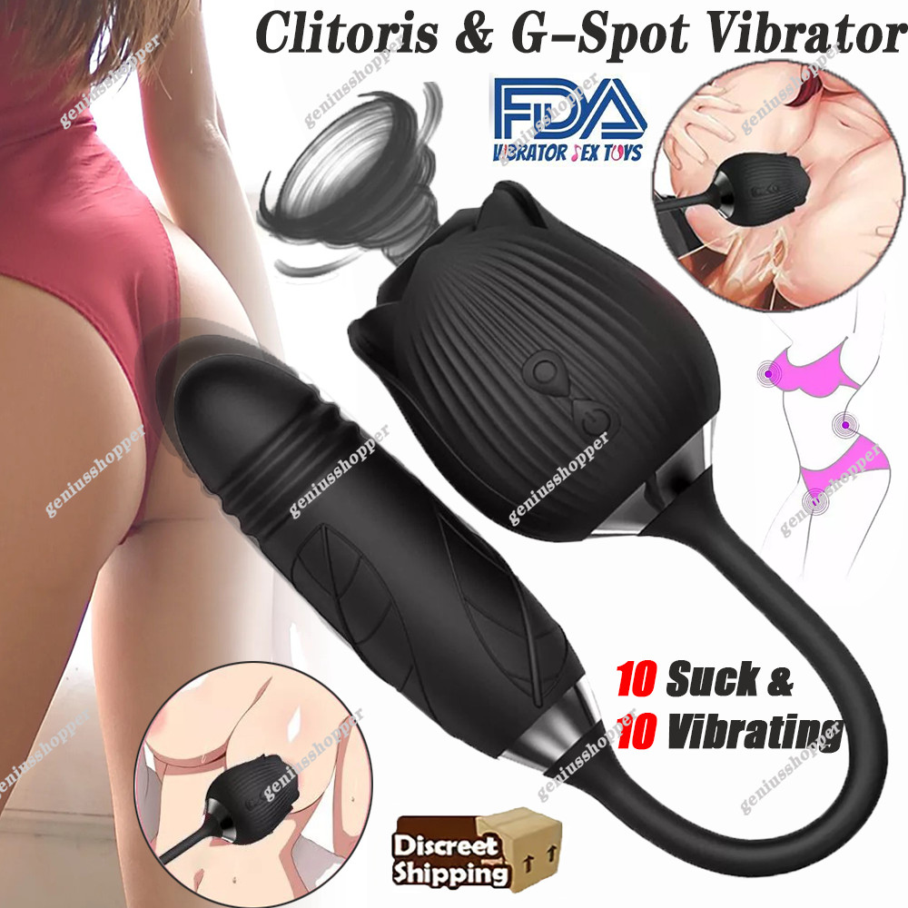 Rose Vibrator Clit Sucking G-spot Dildo Thrusting Massager Sex Toys for Women