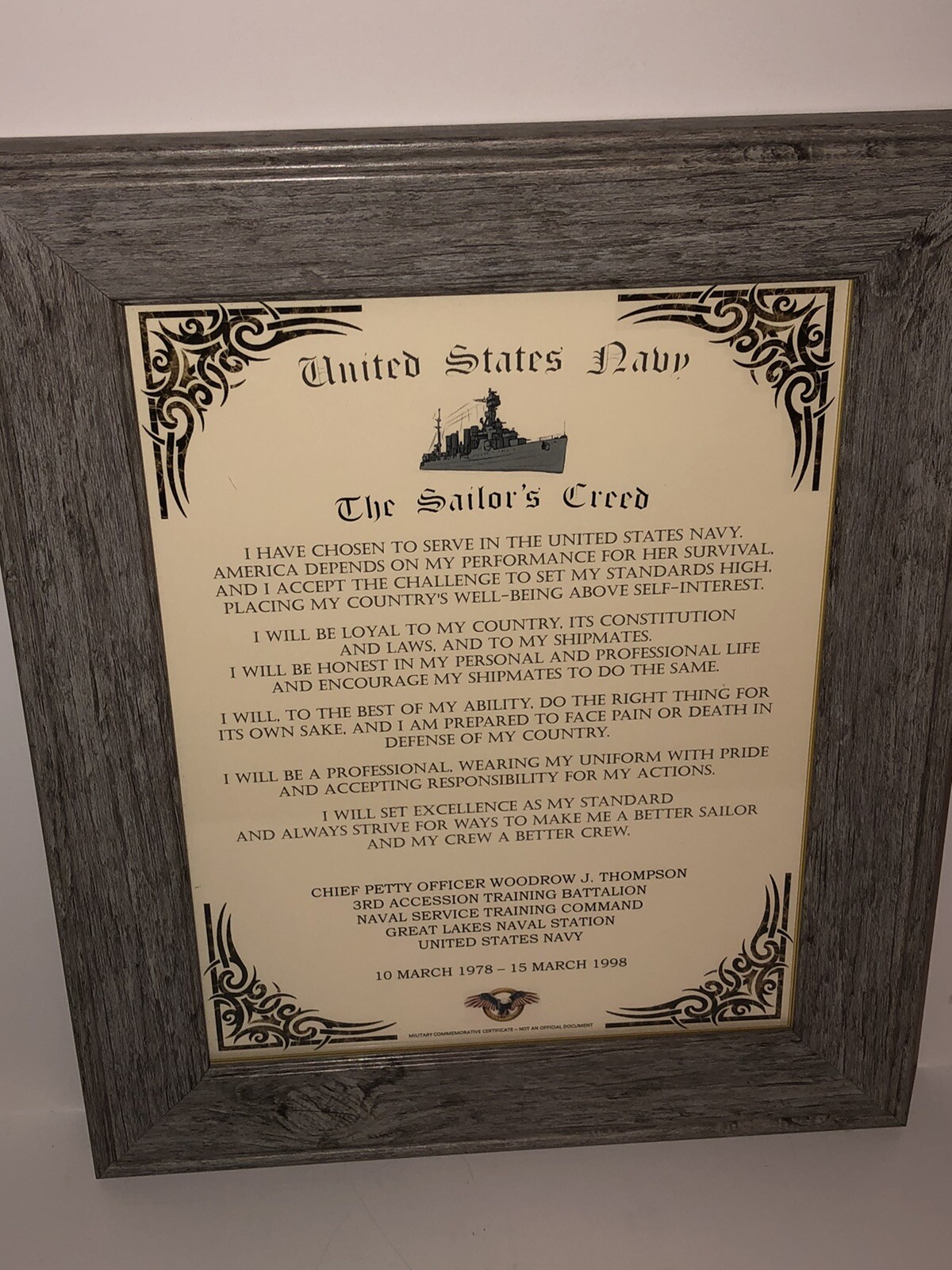 NAVY - 'THE SAILOR'S CREED' PRINT / w/Free Custom Printing