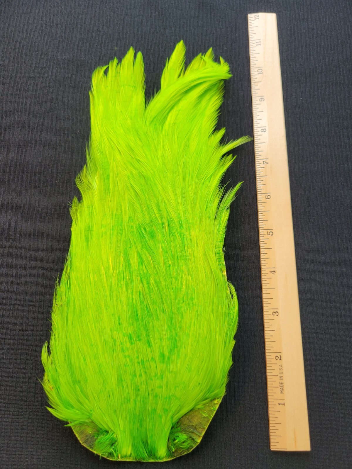 Lot 519, Dyed YELLOW CHARTREUSE India Rooster Streamer Neck Cape Feathers Tying