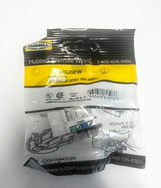 Lot of 25 - HUBBELL XCELERATOR HXJ5EW CAT5E+ White Jacks New in box