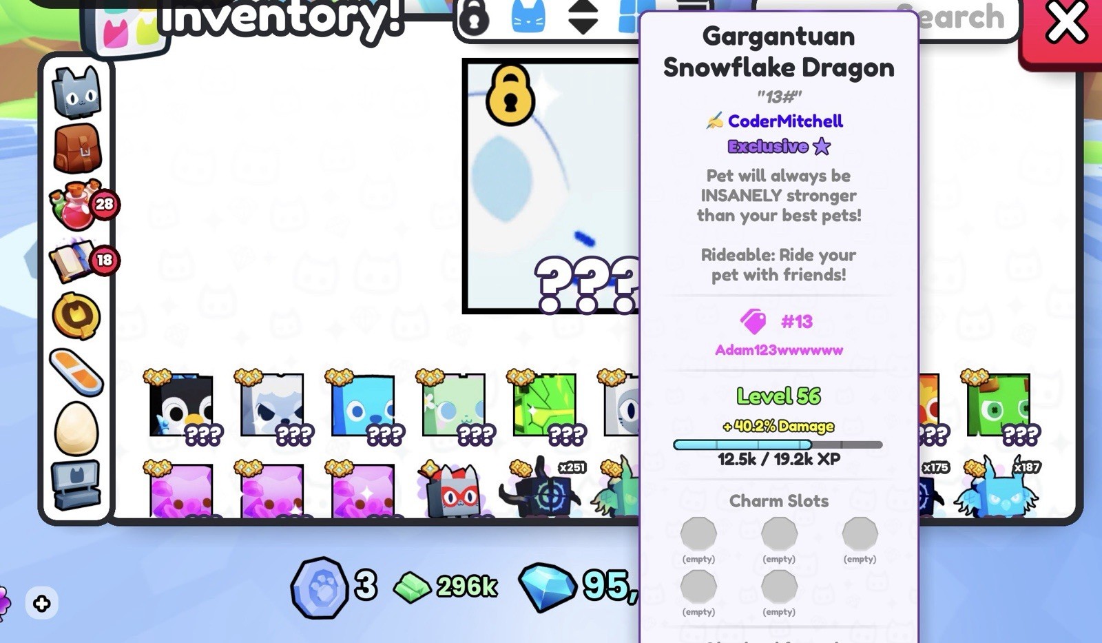 Gargantuan Snowflake Dragon Exclusive Rideable Pet Simulator 99 Game Item