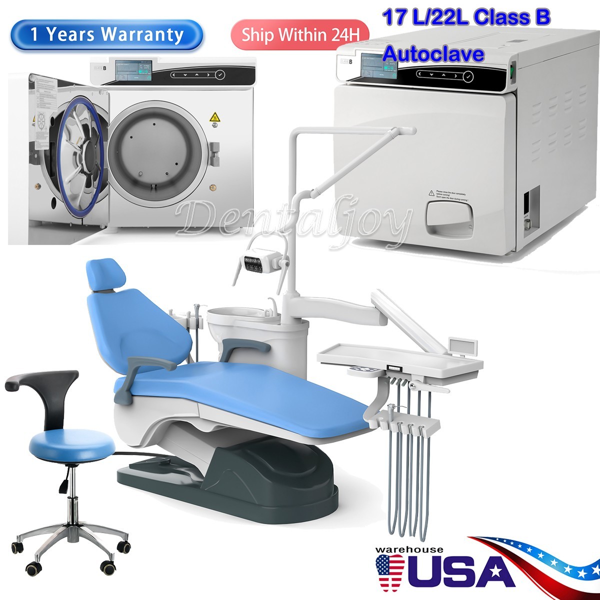 FDA Dental Unit Chair Computer Controlled DC Motor/Autoclave Steam Sterilizer