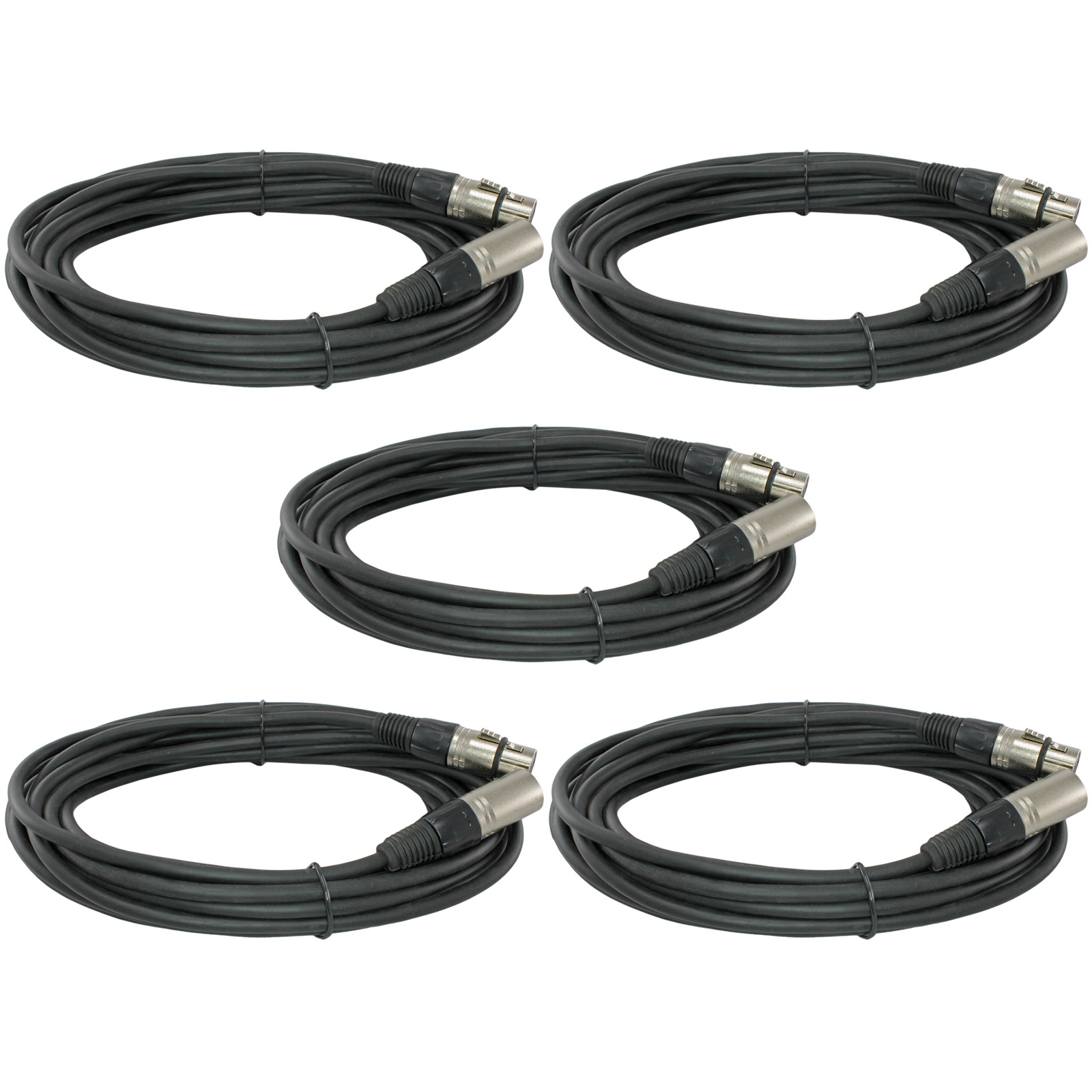 5 PACK 35 ft feet foot shielded balanced 3pin XLR male to female mic cables cord