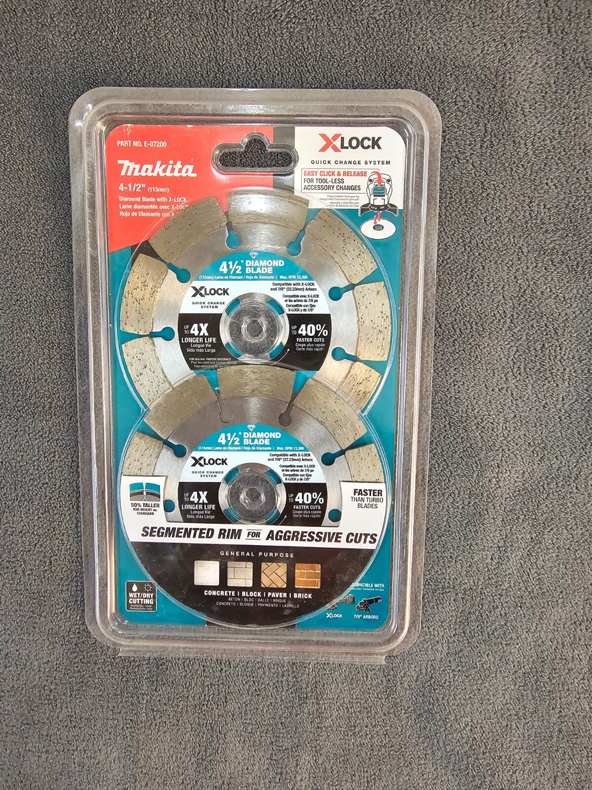 Makita X-LOCK 4-1/2 in. Segmented Diamond Blade for Masonry Cutting (2-Pack)