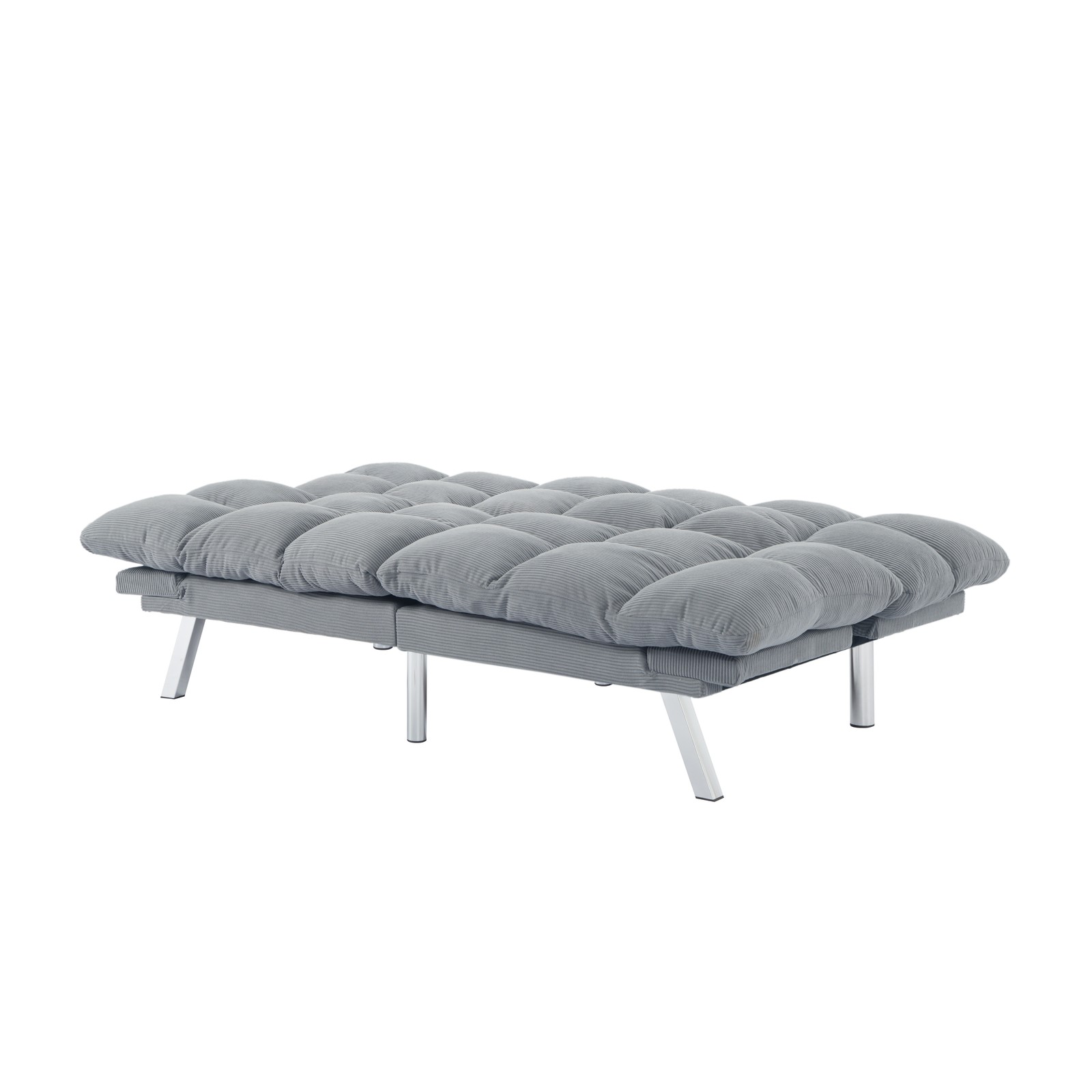 67.3" Gray Corduroy Futon Sofa Bed Adjustable Twin Sleeper Split Back Armrests