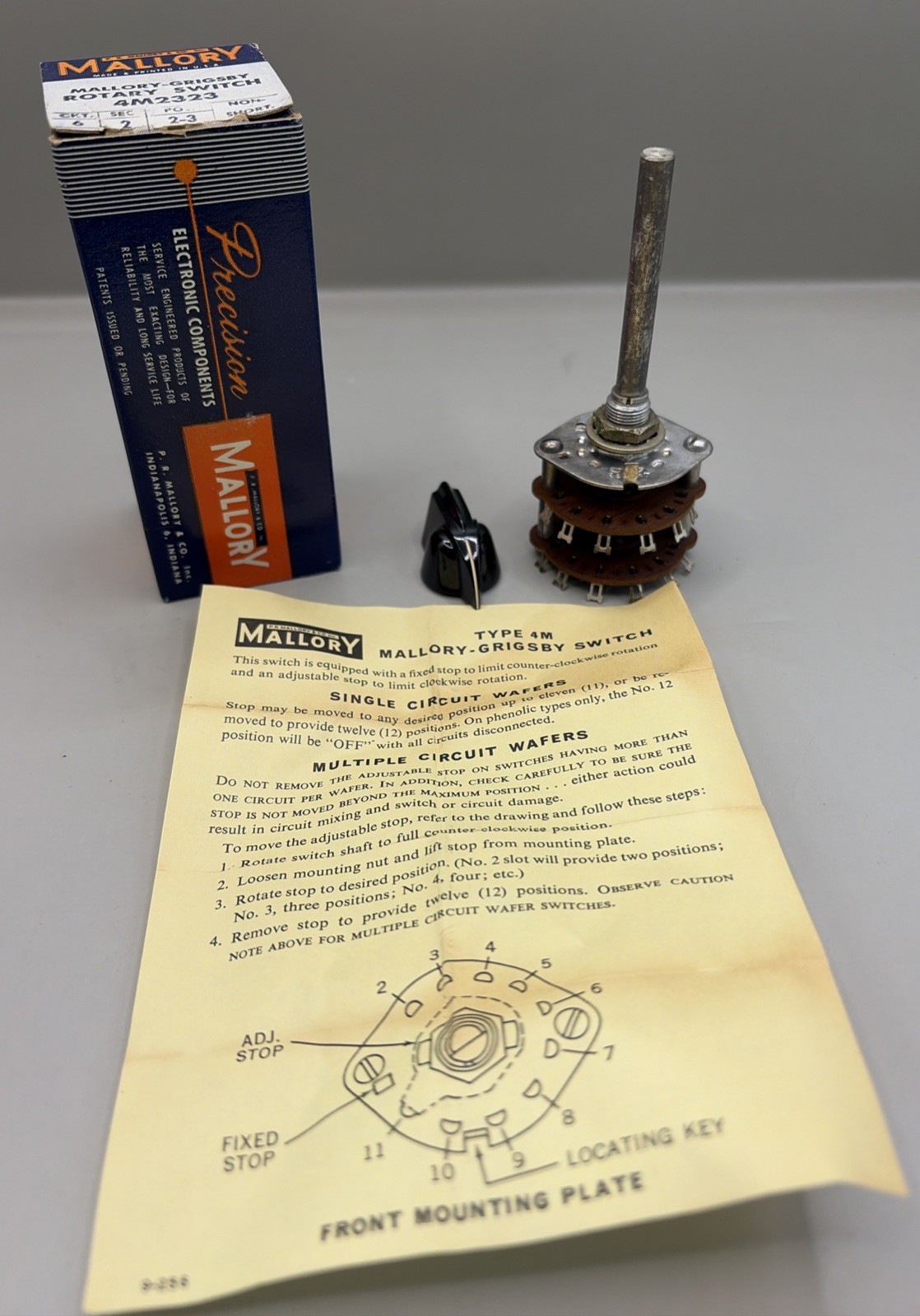 Mallory 4M2323 6 CKT 2 Sec 2-3 position ceramic rotary switch Non Short NOS
