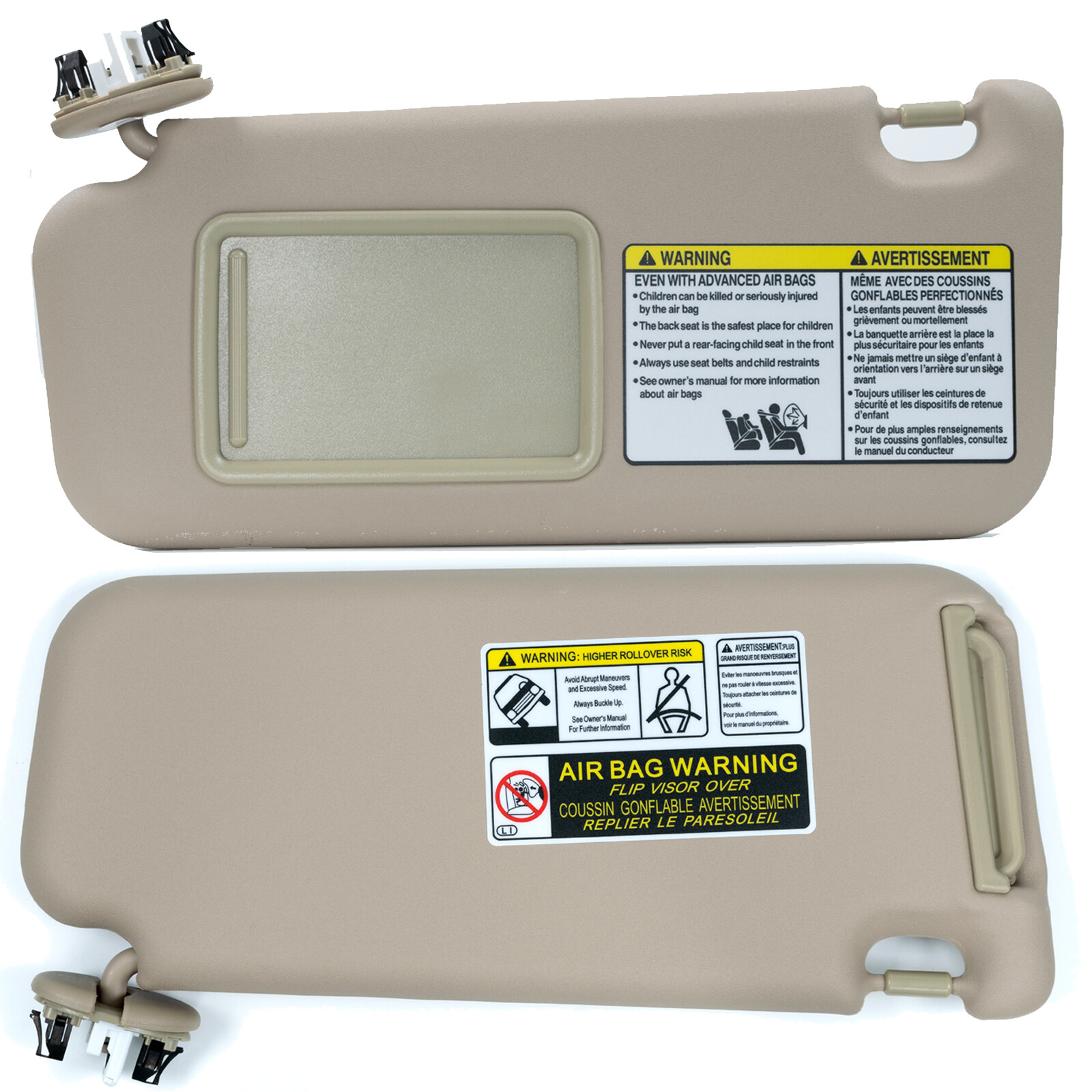 Beige LEFT for 2006-2012 Toyota Rav4 Sun Visor Driver Side (tan) Shade Clips
