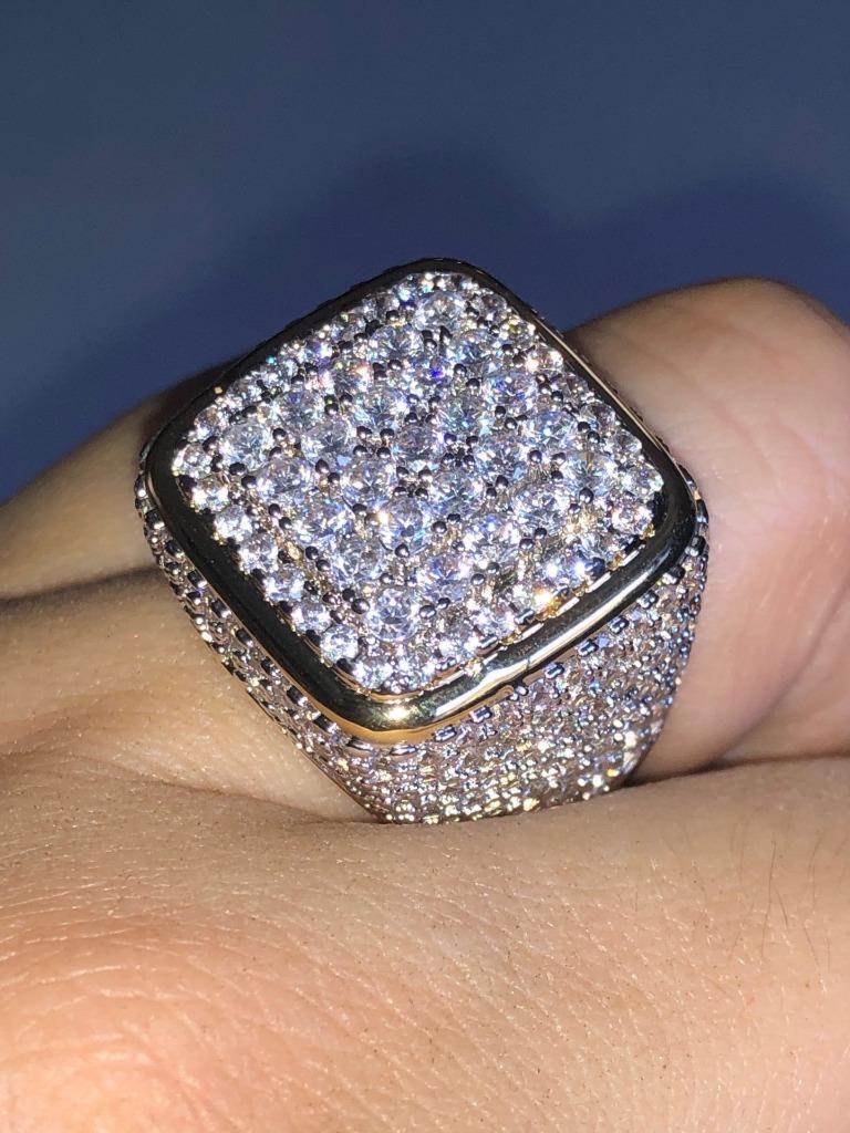 Men Ring Ice Out 2.5ct Bling CZ Iced 14k Gold / Rhodium Pinky Ring size 6-10