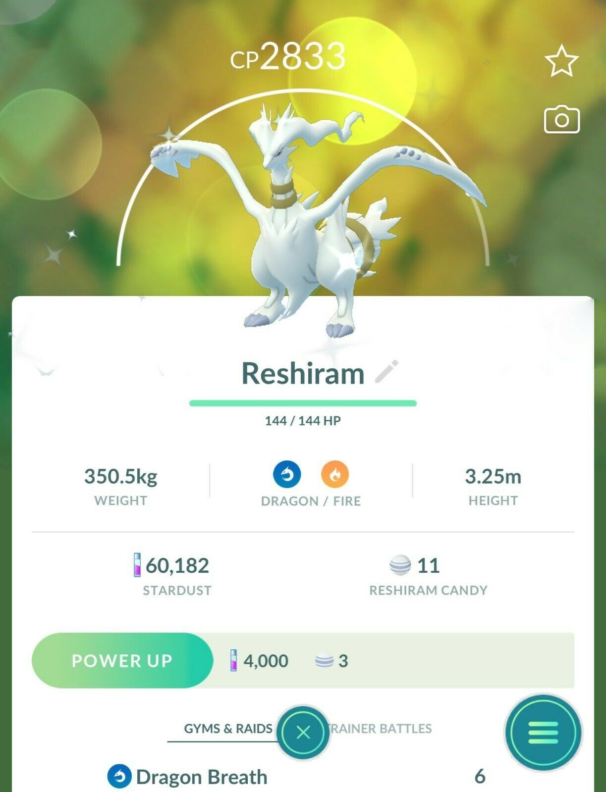 ✨ Shiny Reshiram ✨ P T C have 80.000 stardust - Description